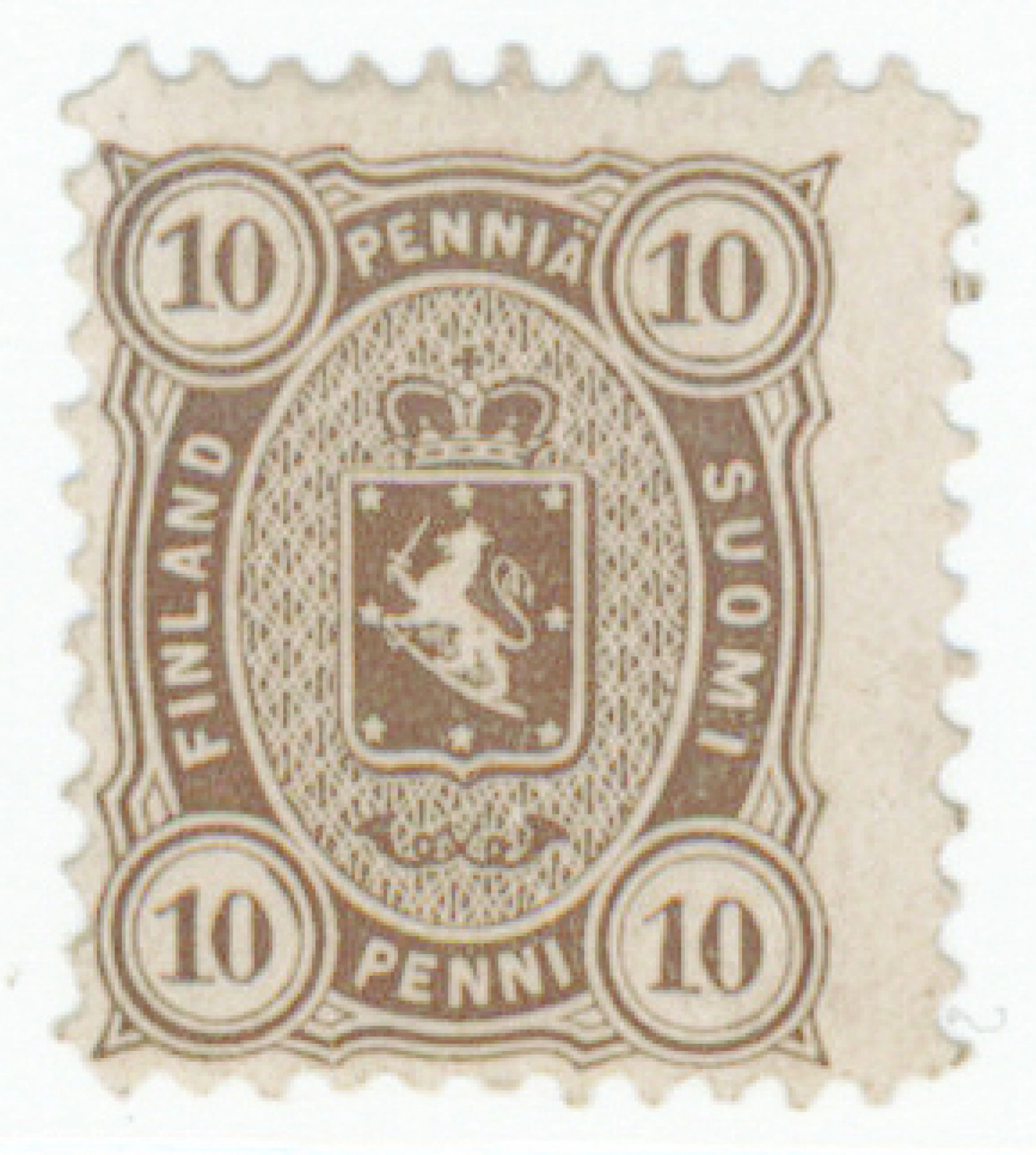 10 penni dark olive-brown, mint *. (L. 18SAa).