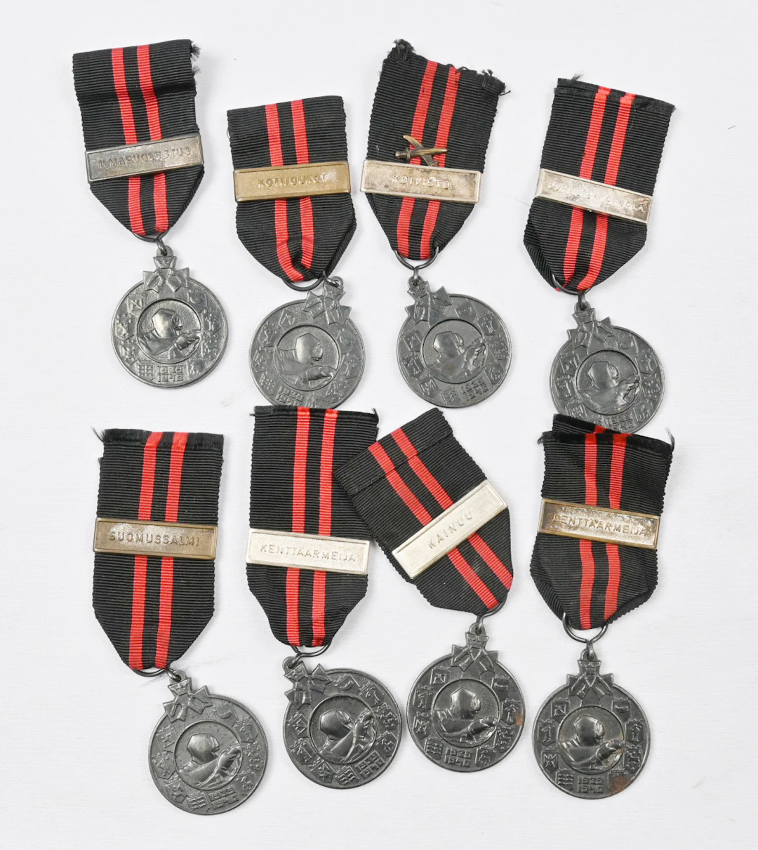 Winter War commemorative medals, with clasps and one with swords and