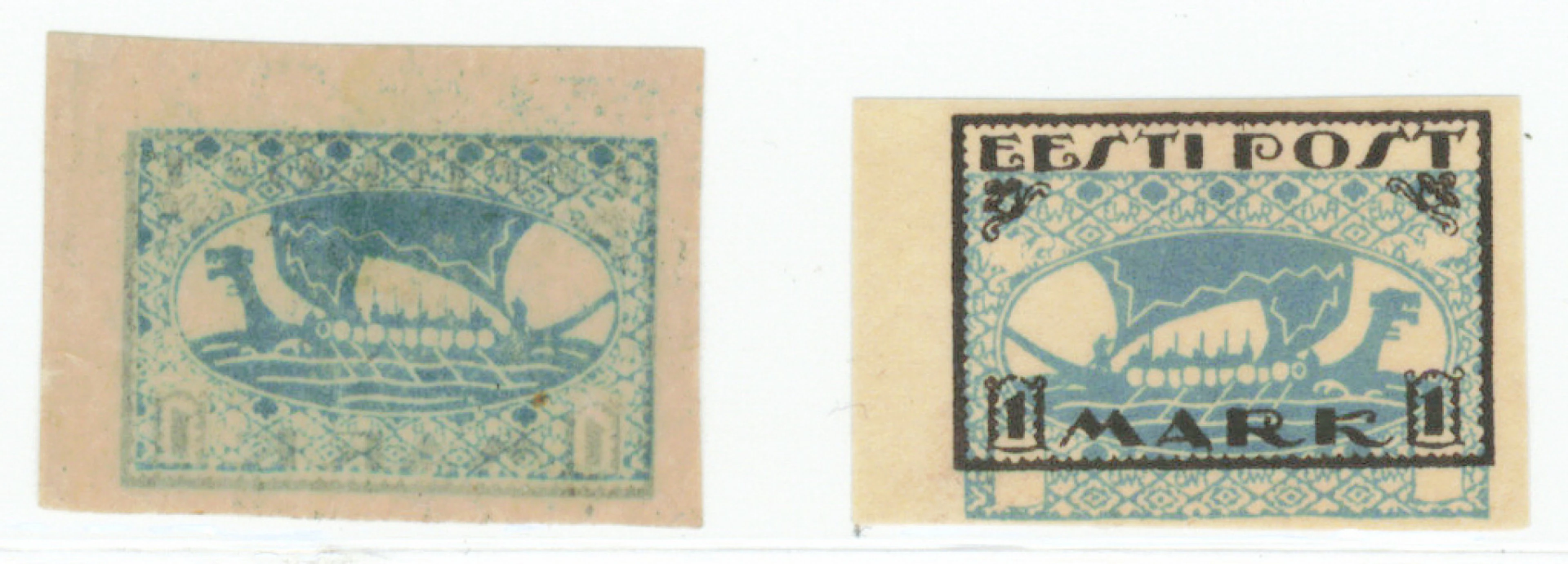 1919 Viking ship 1 markka Mi 12, very fine mint ** stamp with an OFF