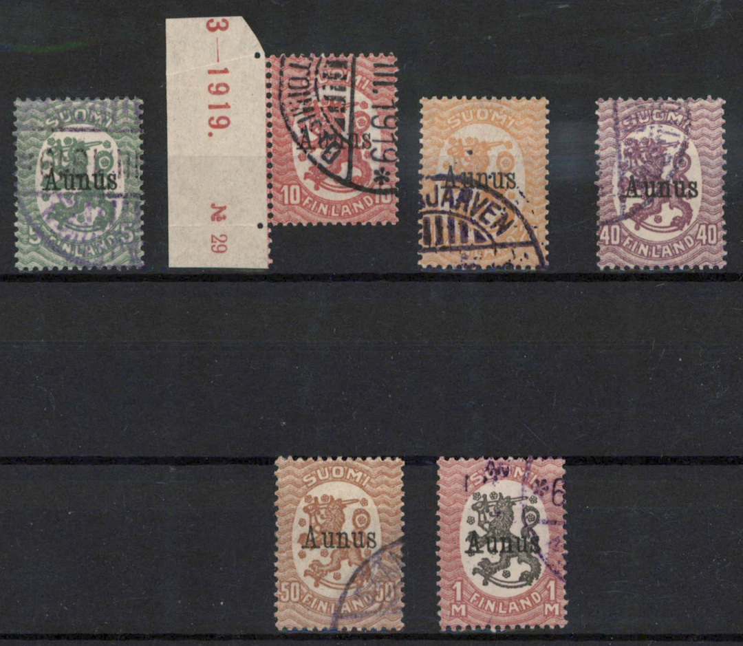 5 penni - 1 markka neat used. 5 penni - 40 penni signed: Lehtonen