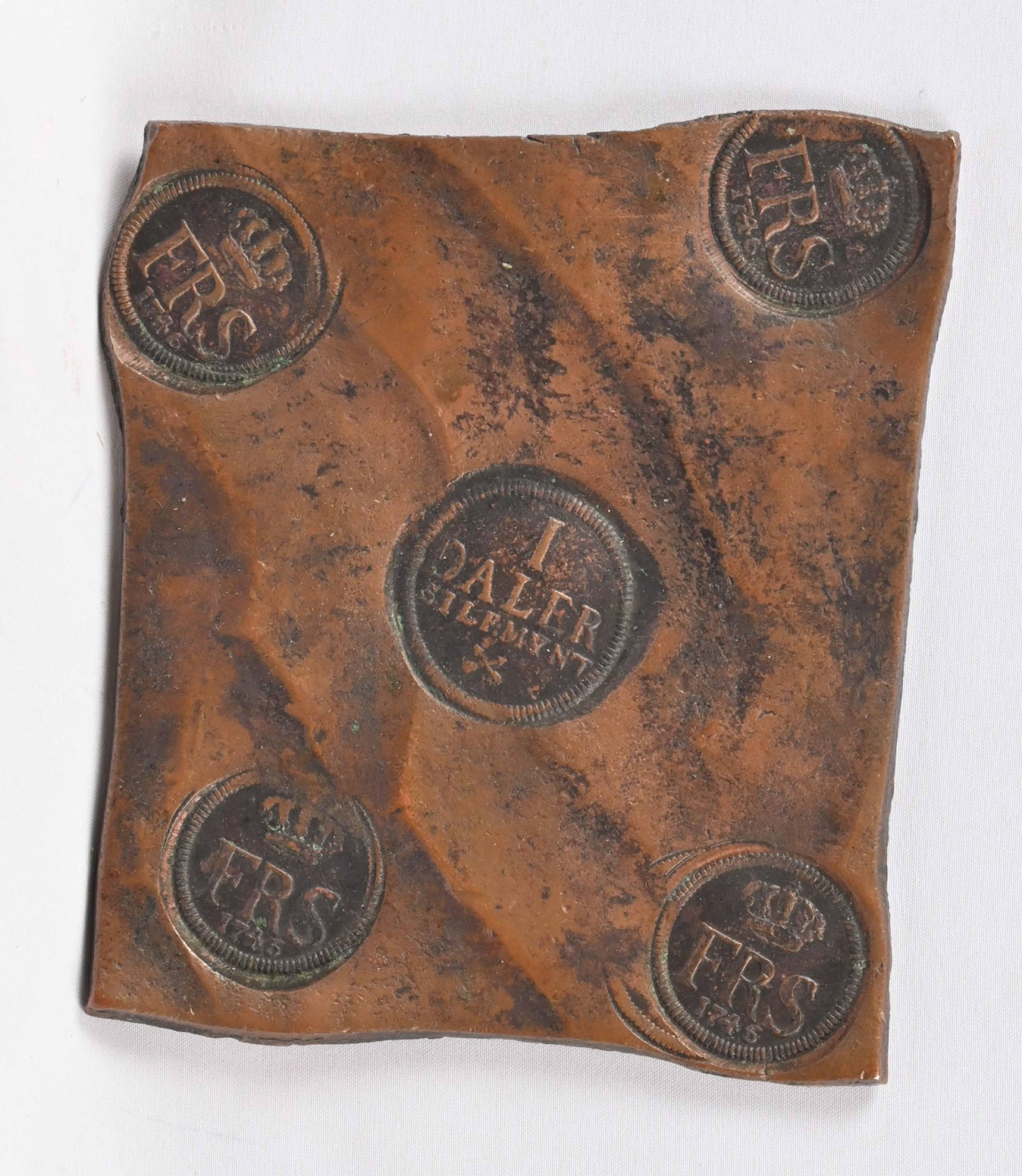 Sweden 1746 1 Daler plate money, size approximately 15 x 12.5 cm