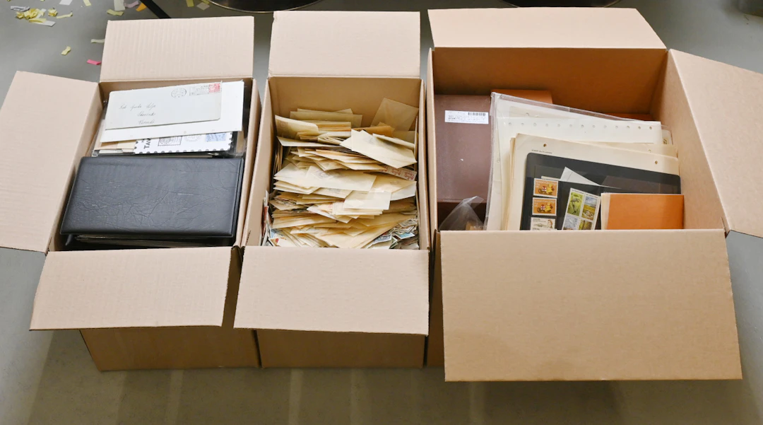 Whole world, mixed stamp lot in three boxes: stamps in loose and in