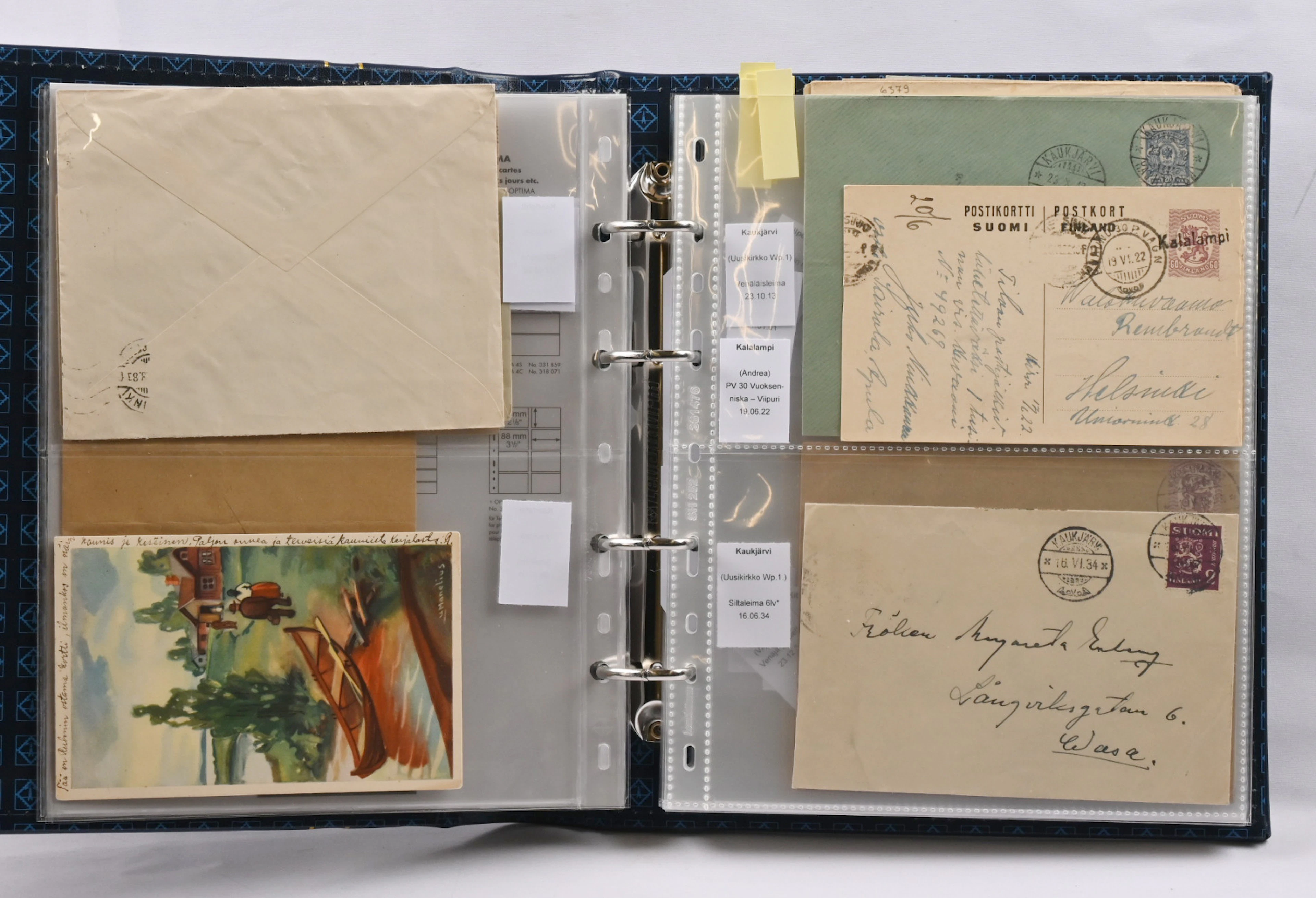 Collection material postmarks: K on pages in an album over 30 pieces