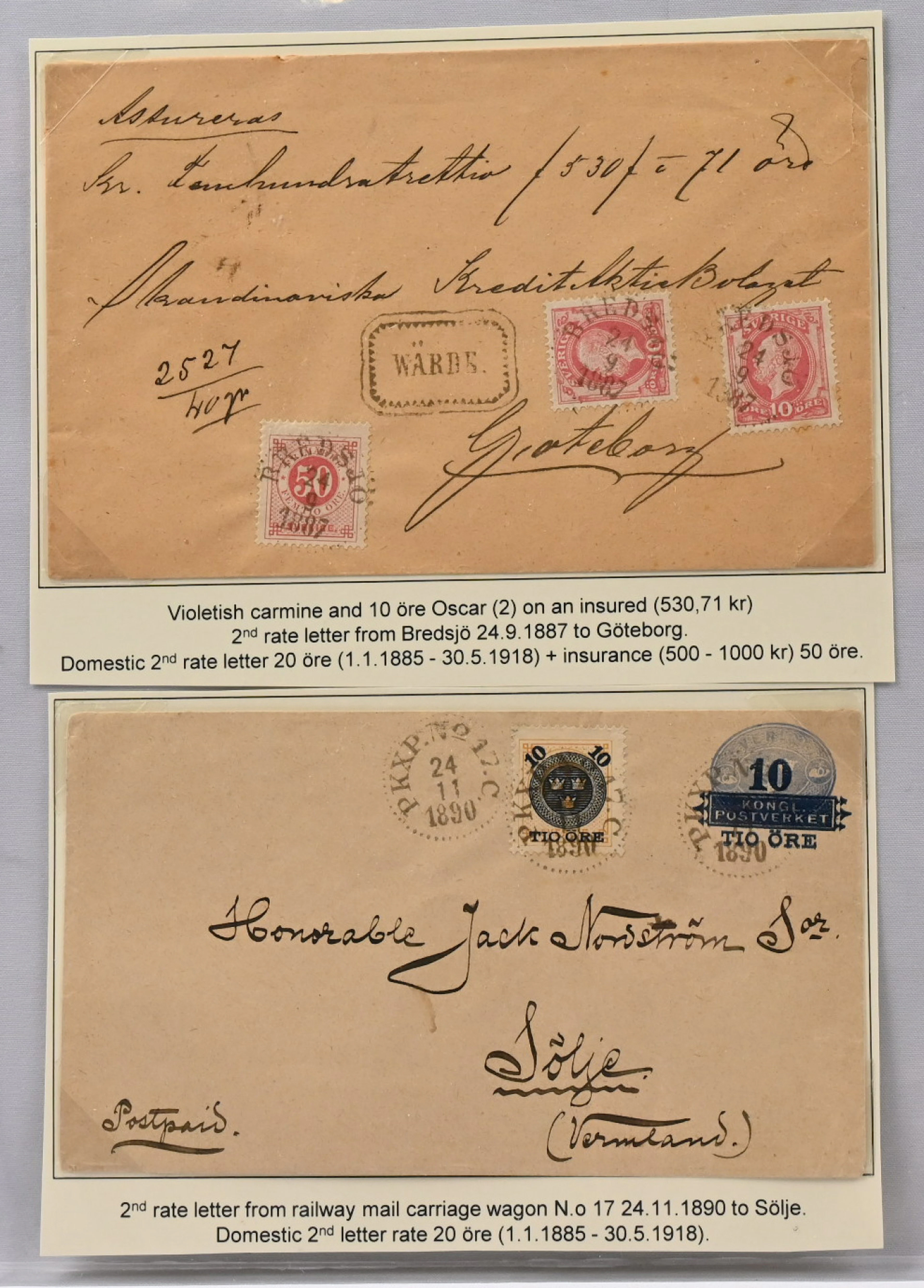 1886 - 1891 ring type, four fine postal items from an exhibition collection.