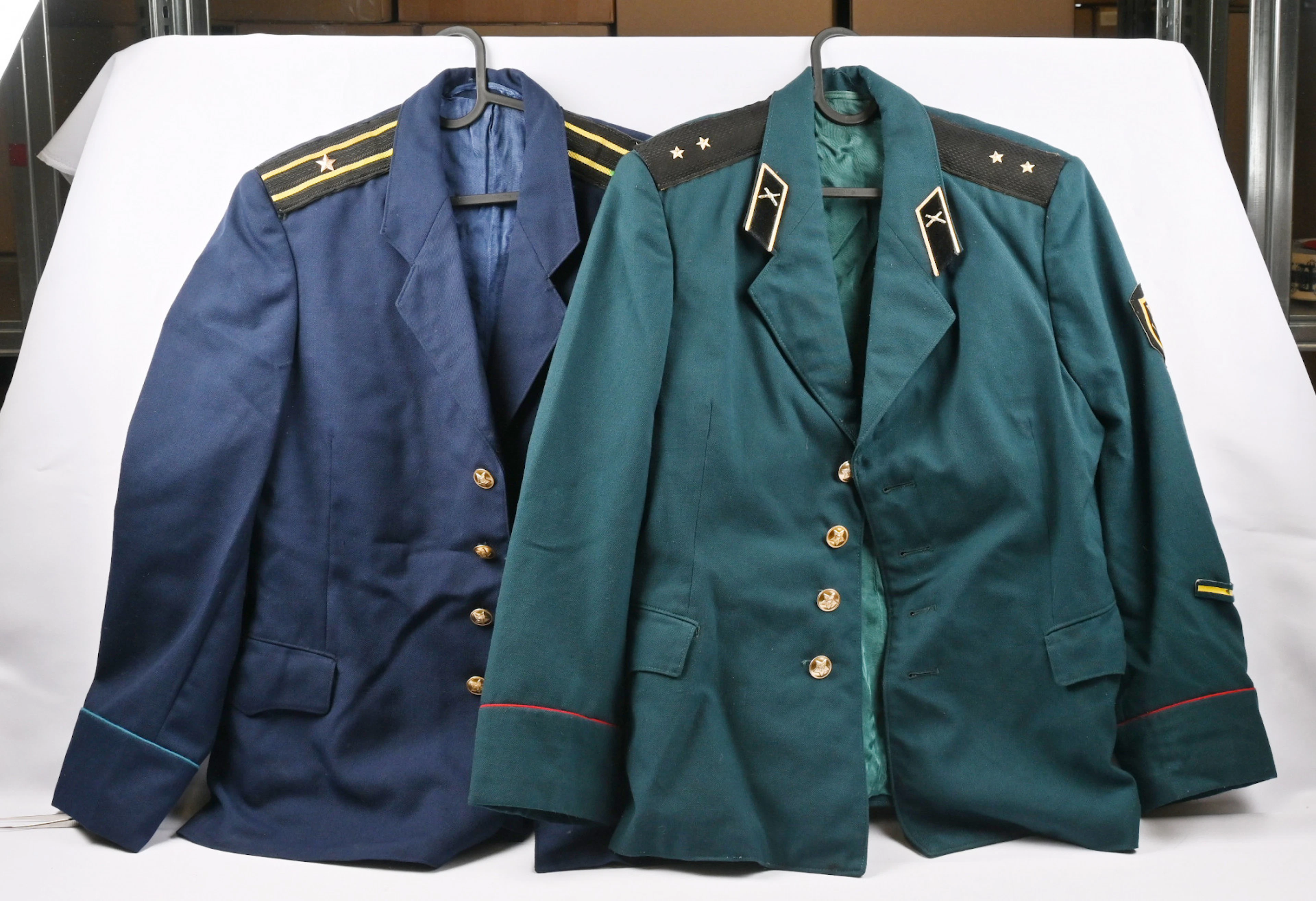 Soviet Union officer dress jackets, from different service branches