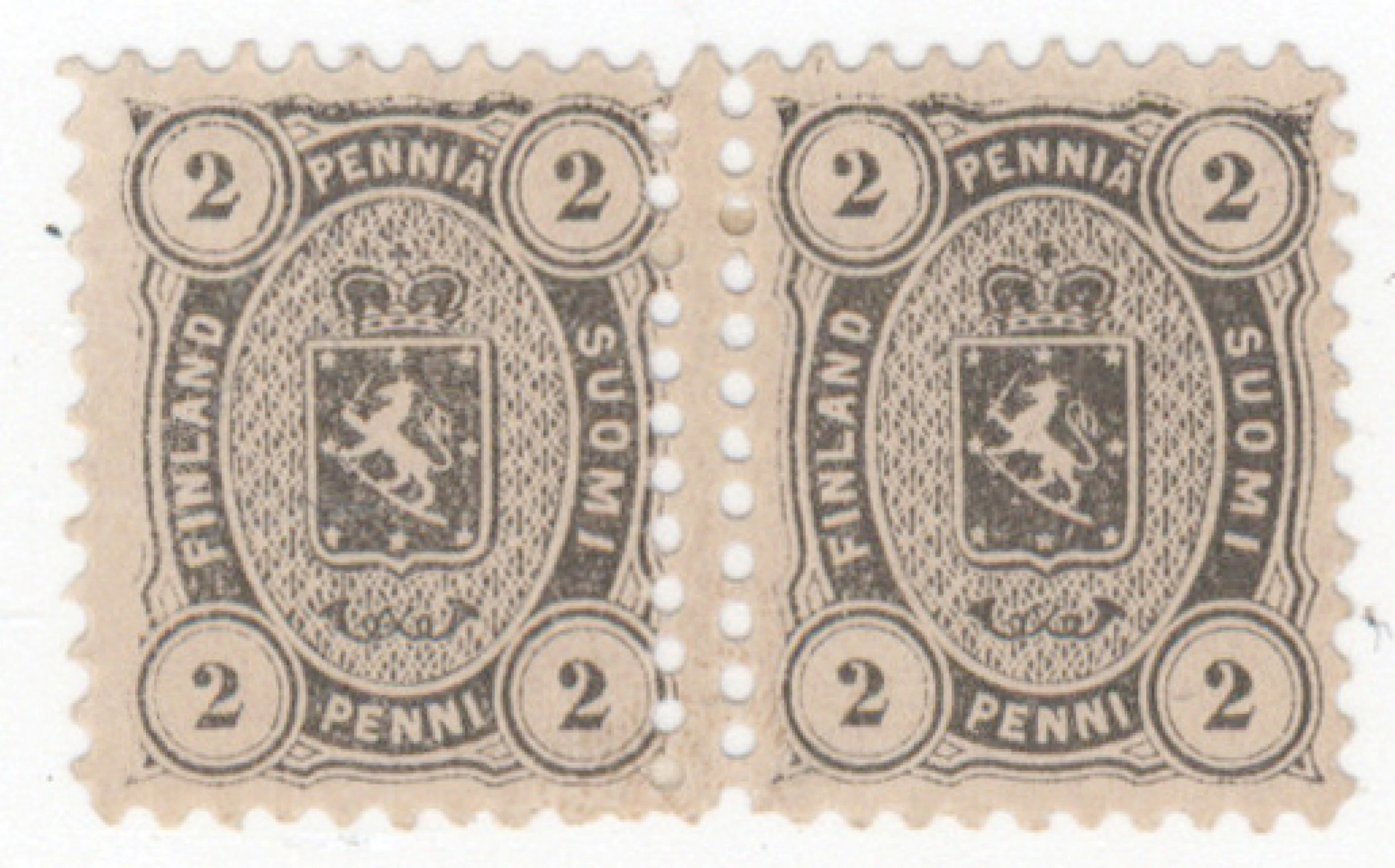 2 penni gray mint * pair, where DOUBLE PERFORATION between the stamps.
