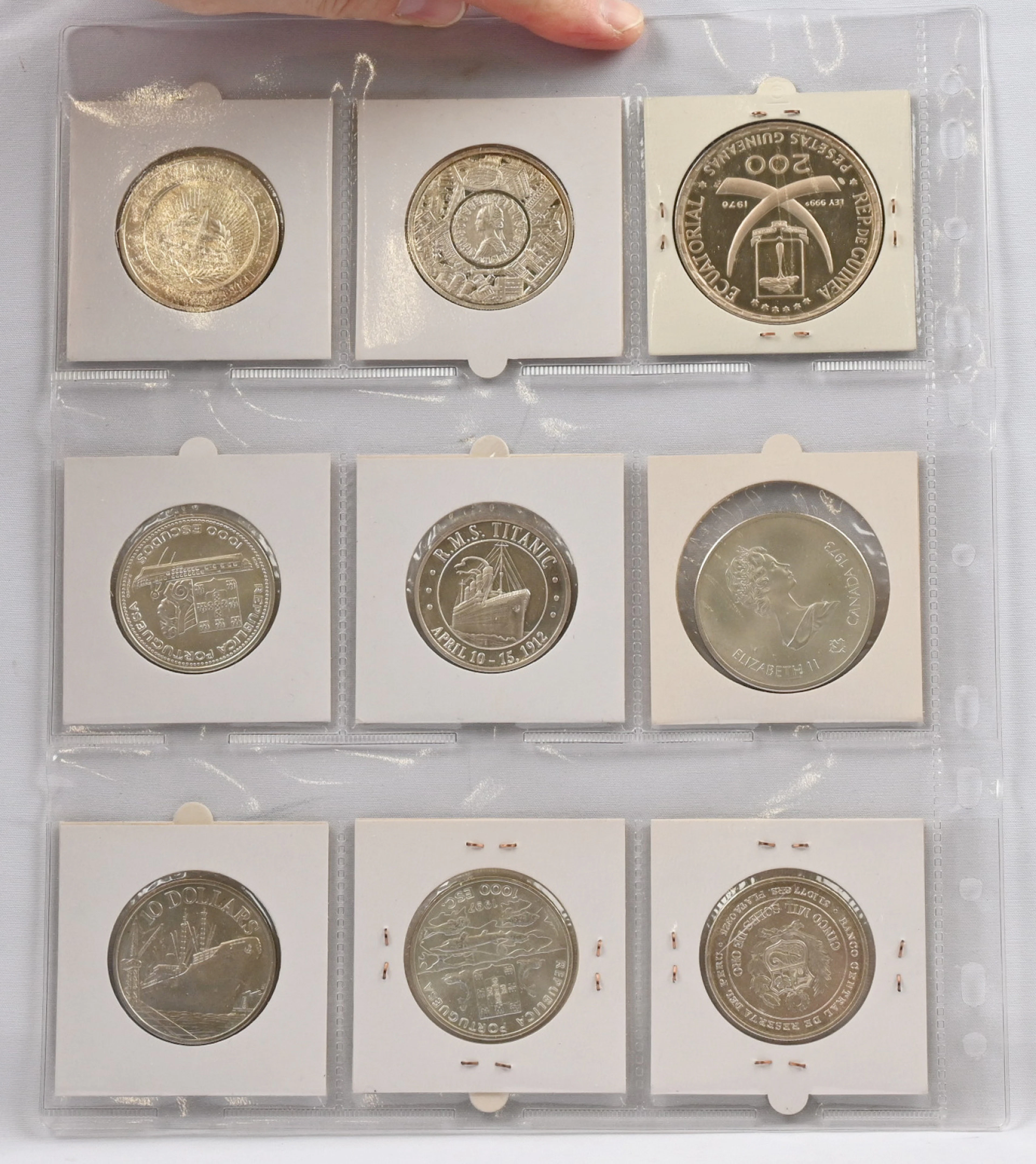 Large silver commemorative coins 9 pieces. including eg. Equatorial