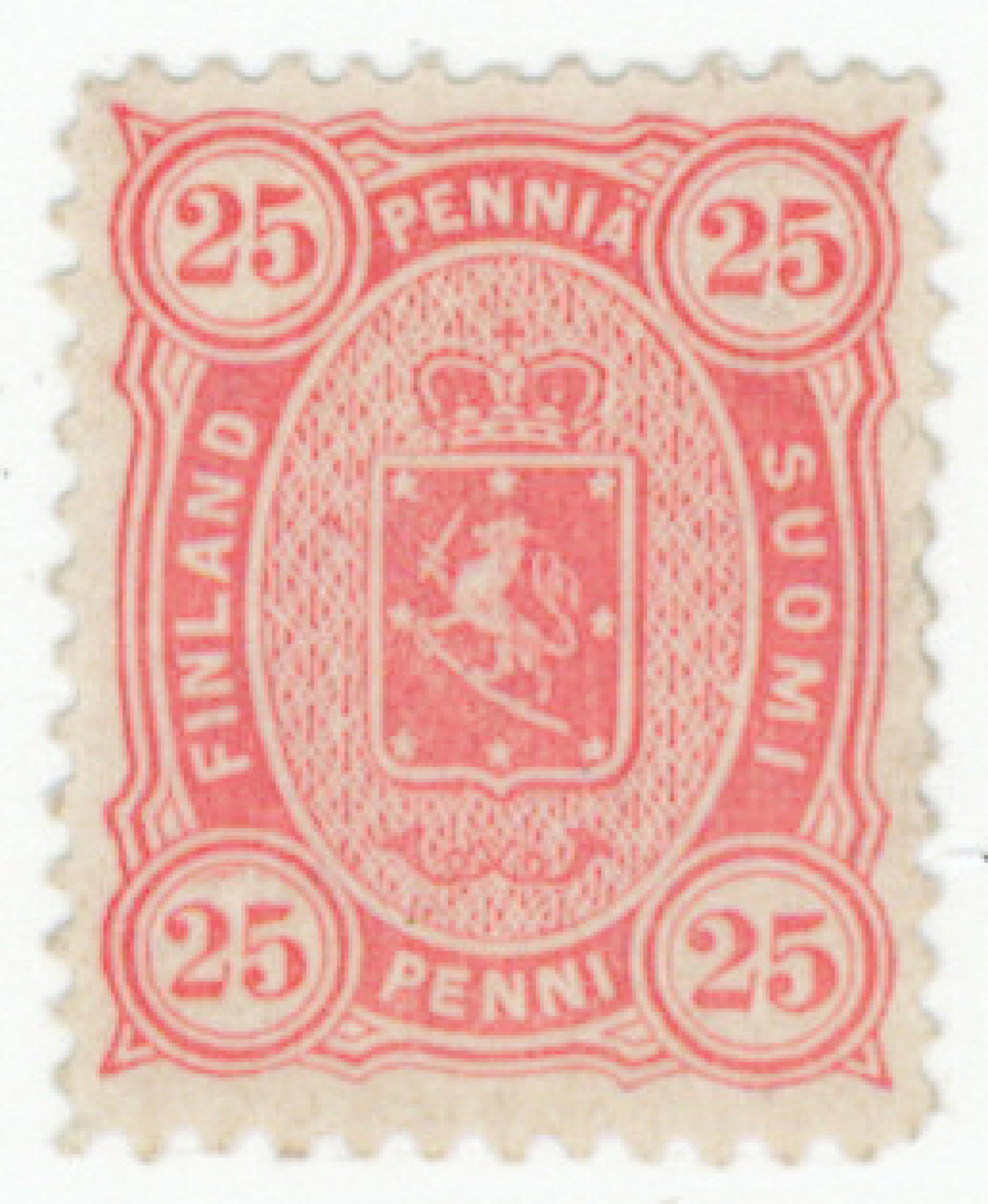 25 penni yellowish red, rare mint *. Certificate: Tuori (2003). (L. 19LBf).