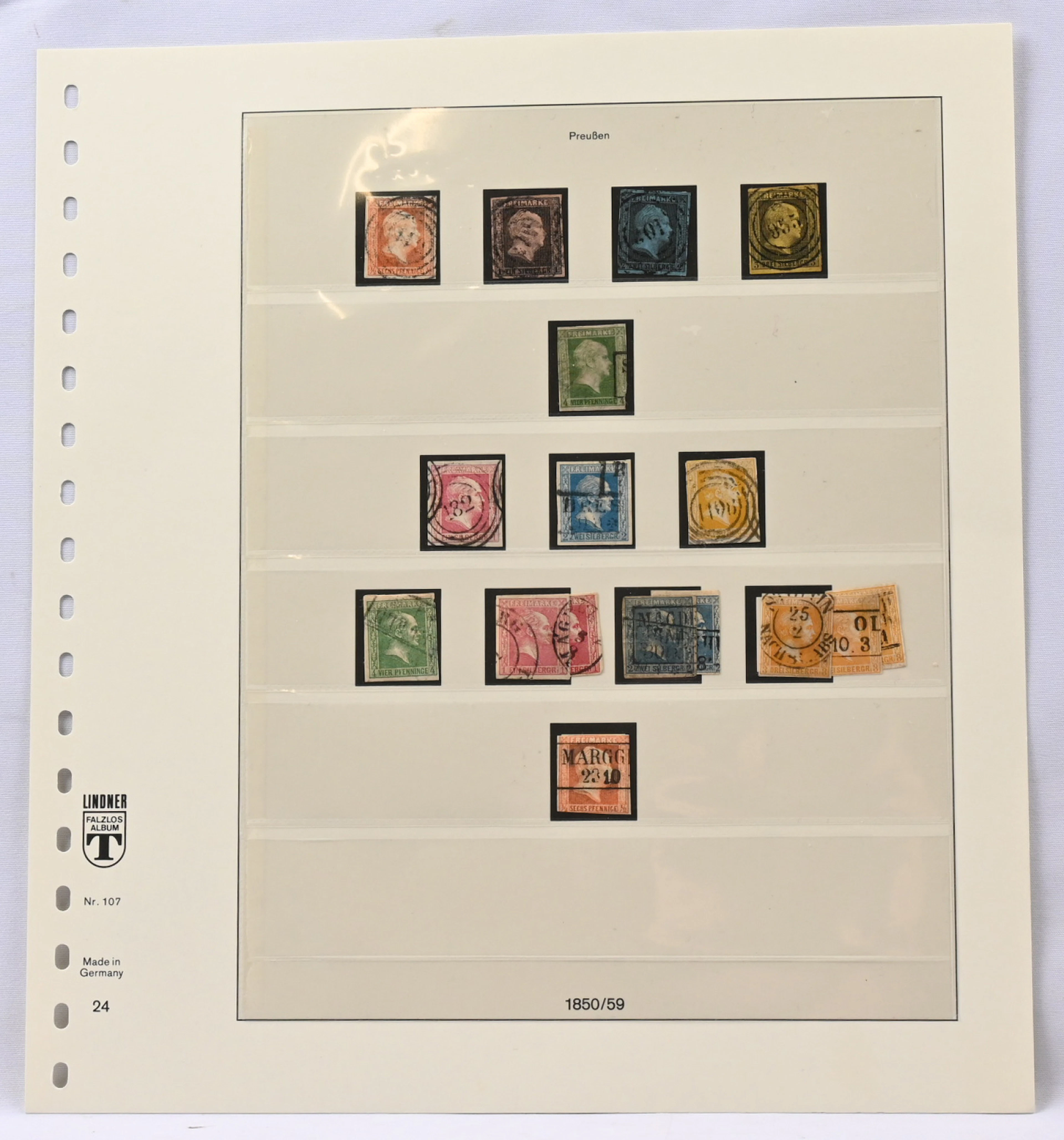 Prussia 1850 - 1867 collection on pages, 30 stamps and two postal