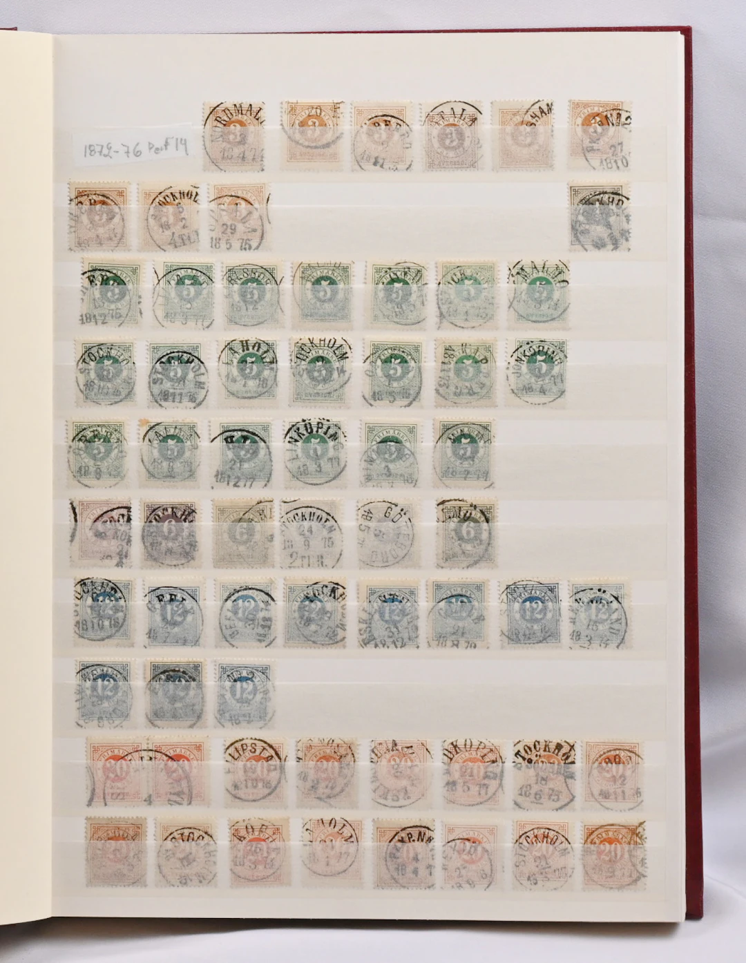 1872 - 1886 Ring type, fine used selection on six stockbook pages.
