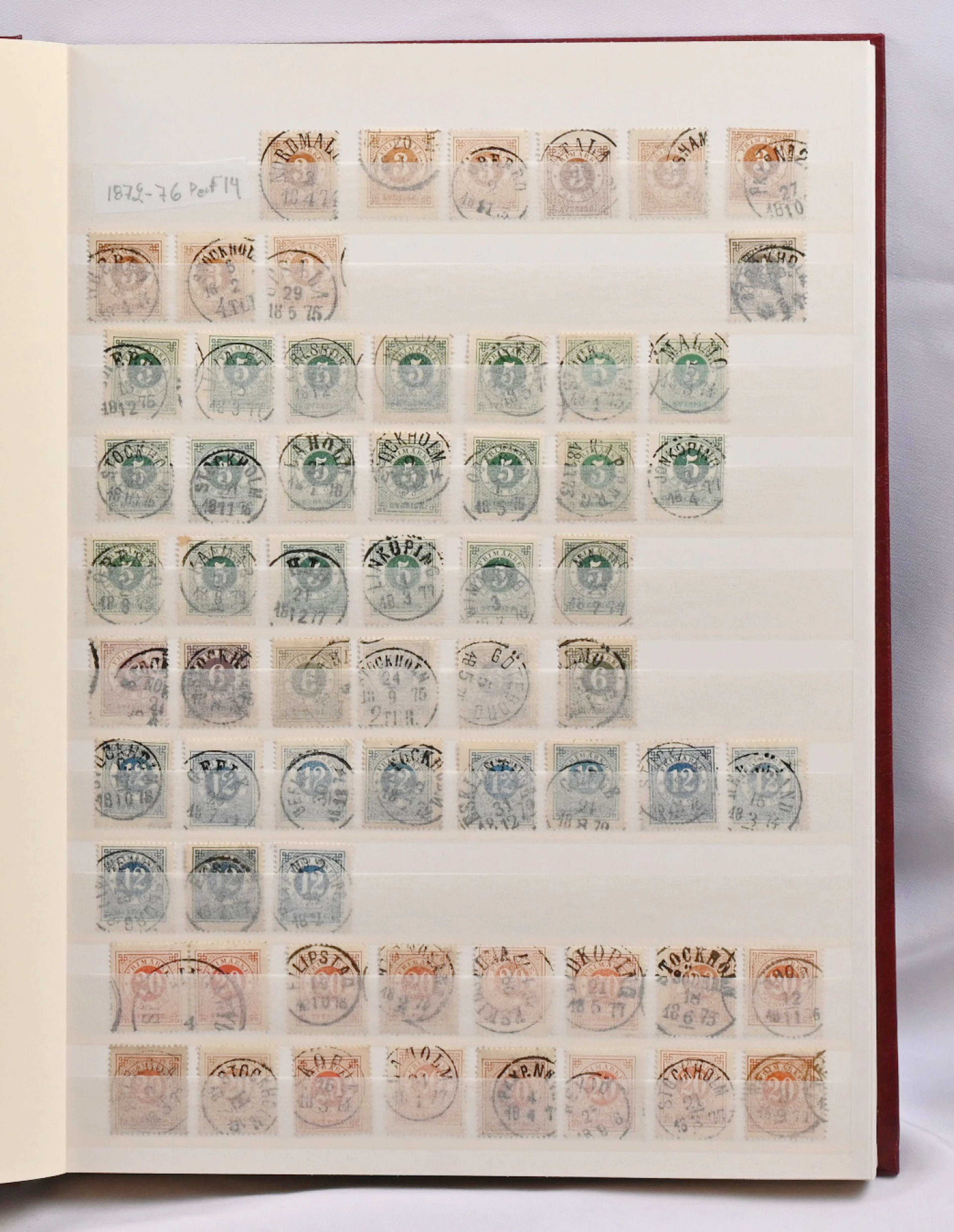 1872 - 1886 Ring type, fine used selection on six stockbook pages.