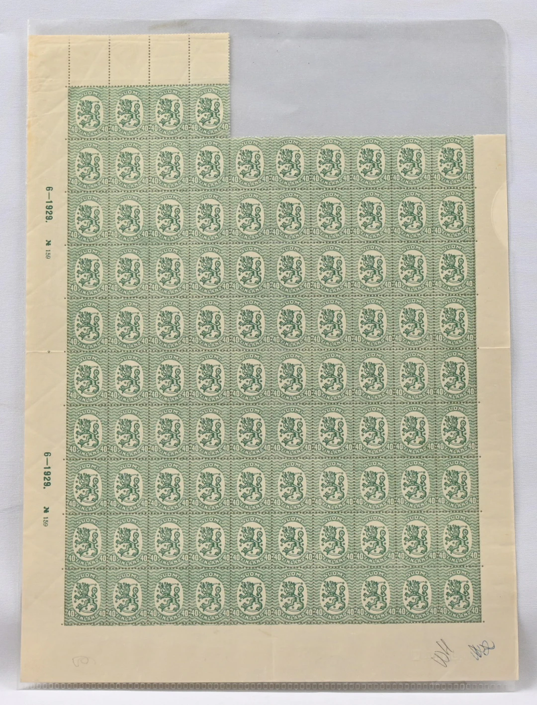40 penni BW4 large sheet part of 94 very fine mint ** stamps (L. 128BW4b