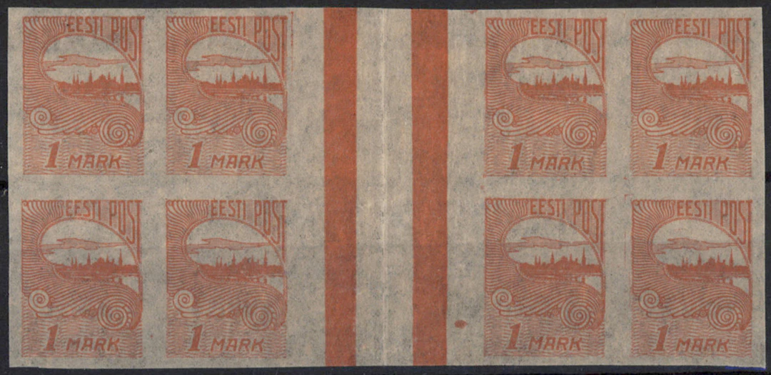 1920 Tallinn silhouette 1 markka Mi 27, very fine mint ** block of