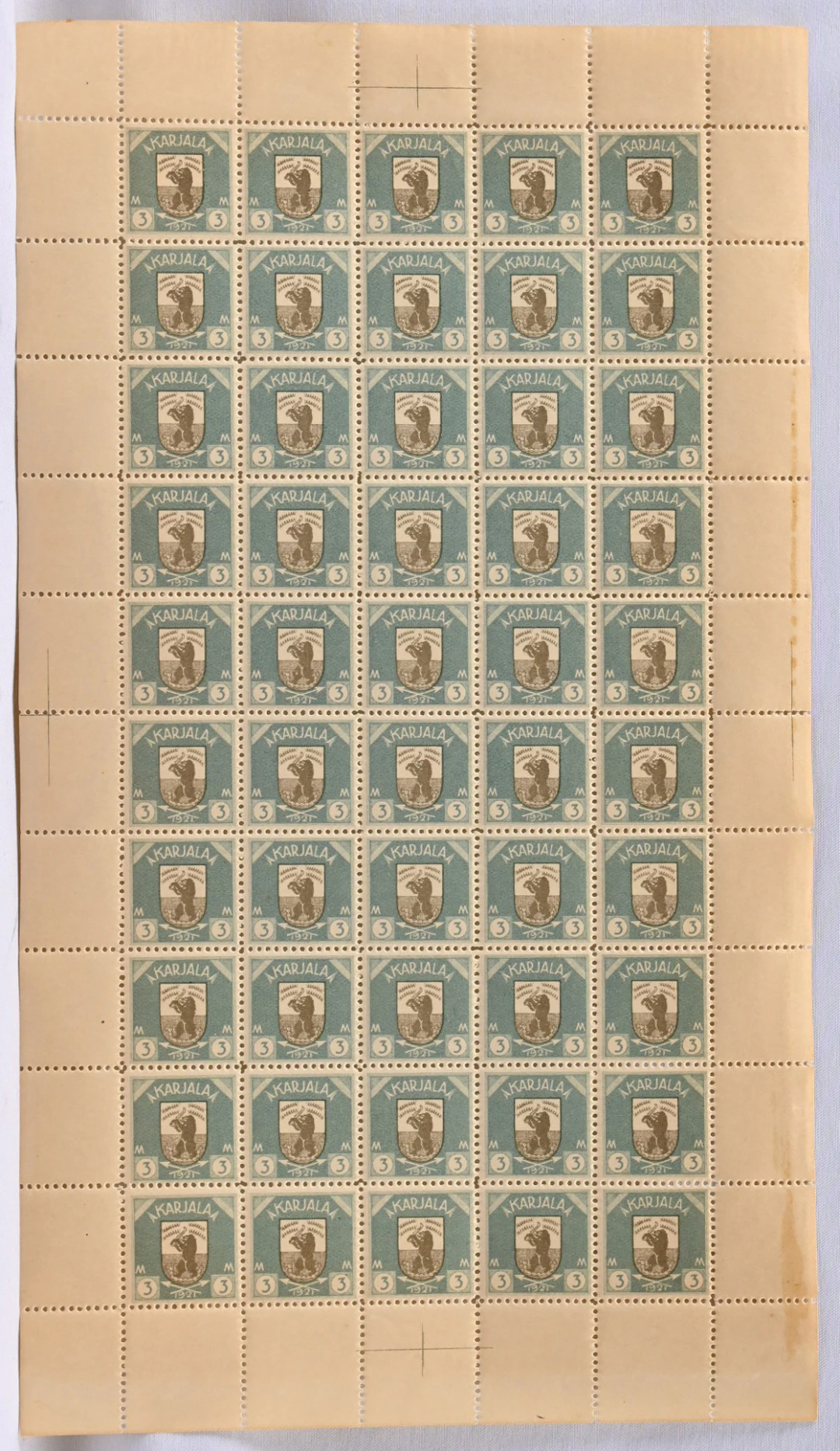 3 markka A fine COMPLETE SHEET of 50 stamps, very fine mint **