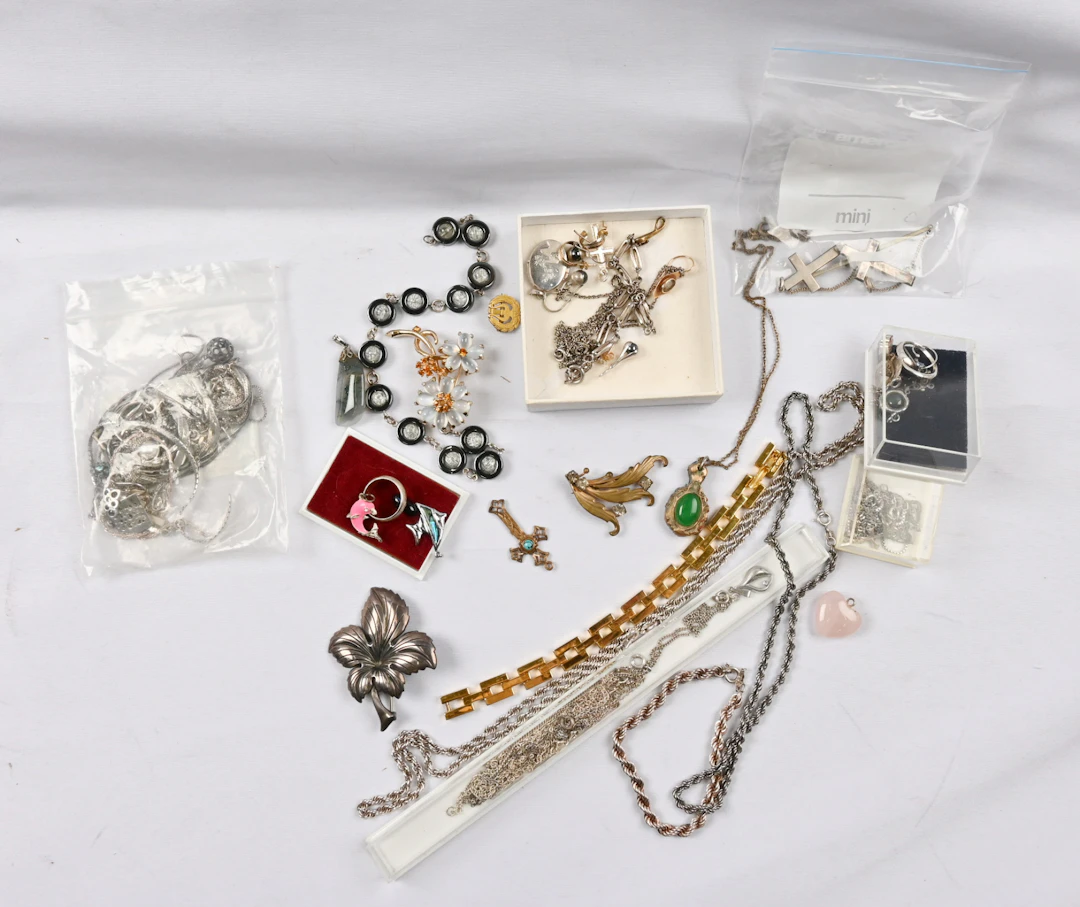Jewelry versatile selection silver and other as well as a small golden