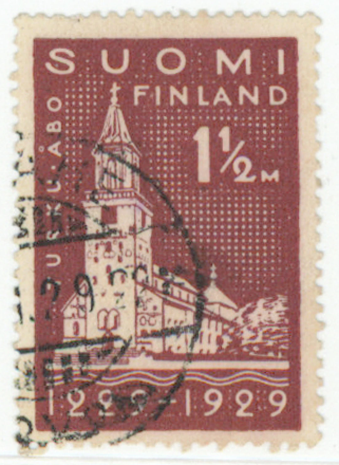 1929 Turku 1½ markka rare W4 used in 1929. Some short perfs (L. 140W4).