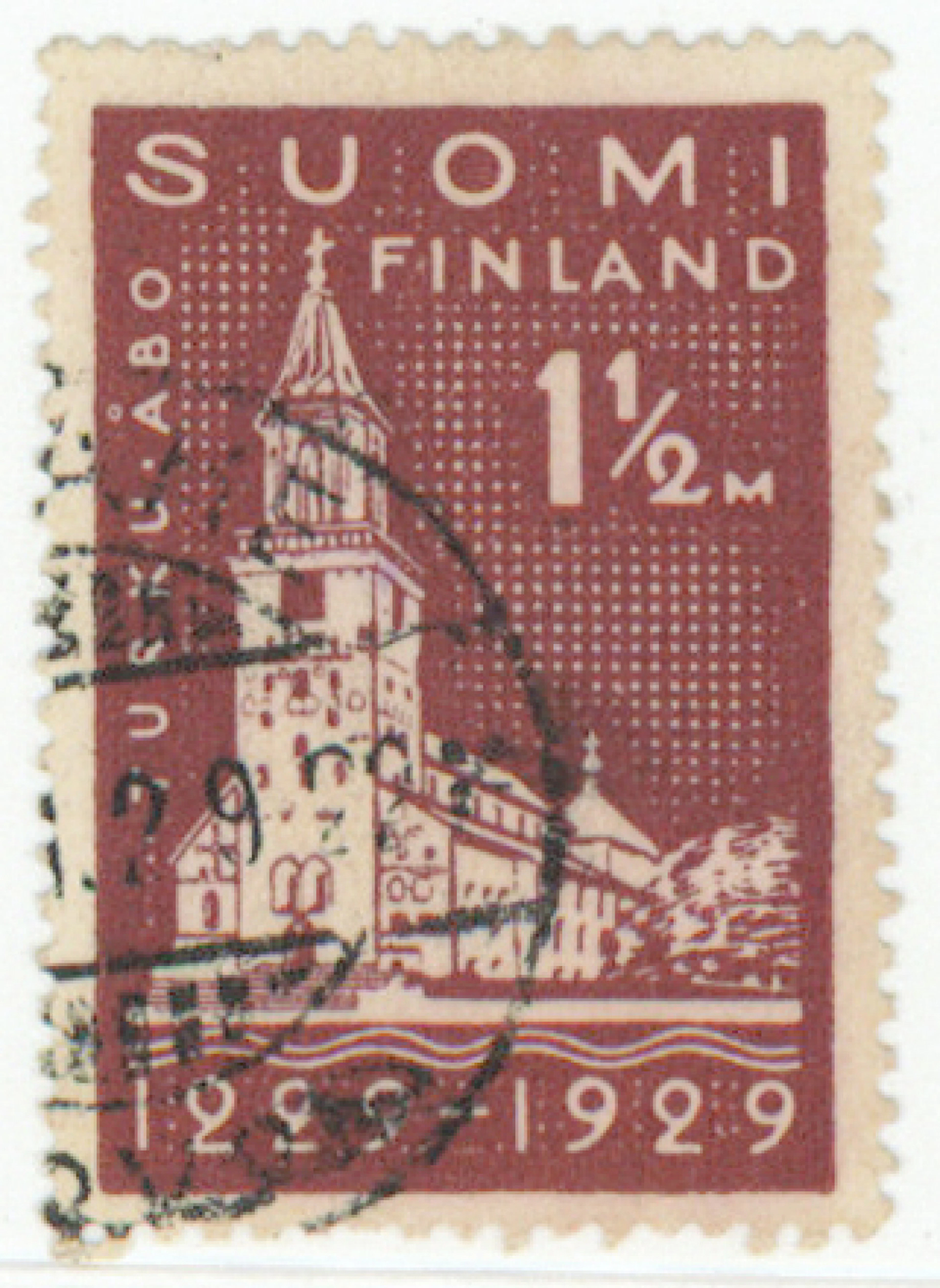 1929 Turku 1½ markka rare W4 used in 1929. Some short perfs (L. 140W4).