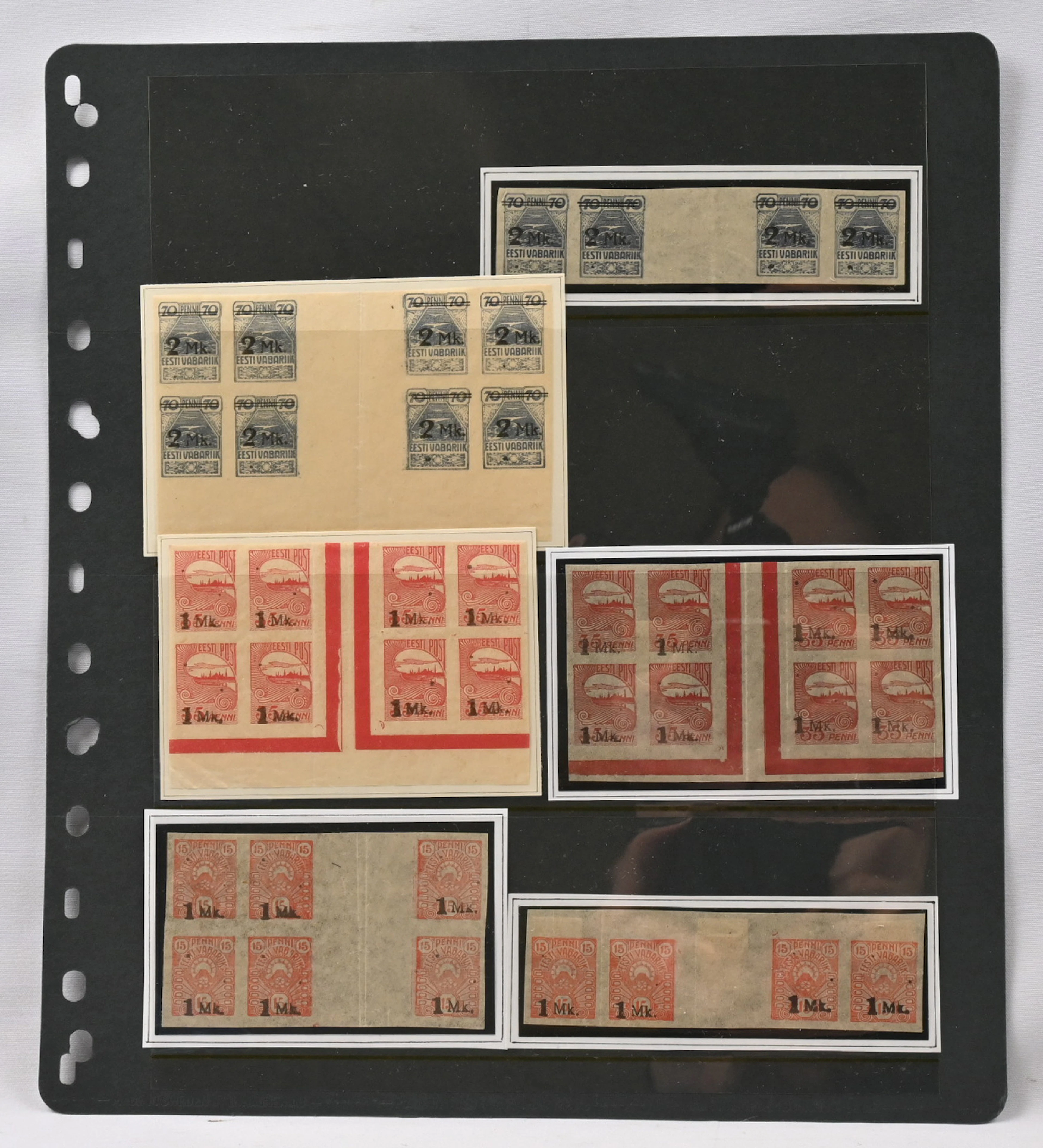 1920 Overprints Mi 18-20, six fine mint * gutter strips / multiples.