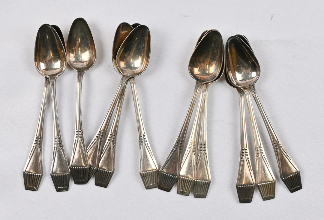 Suomi series small spoons, silver (813/830), 12 pieces with engravings.
