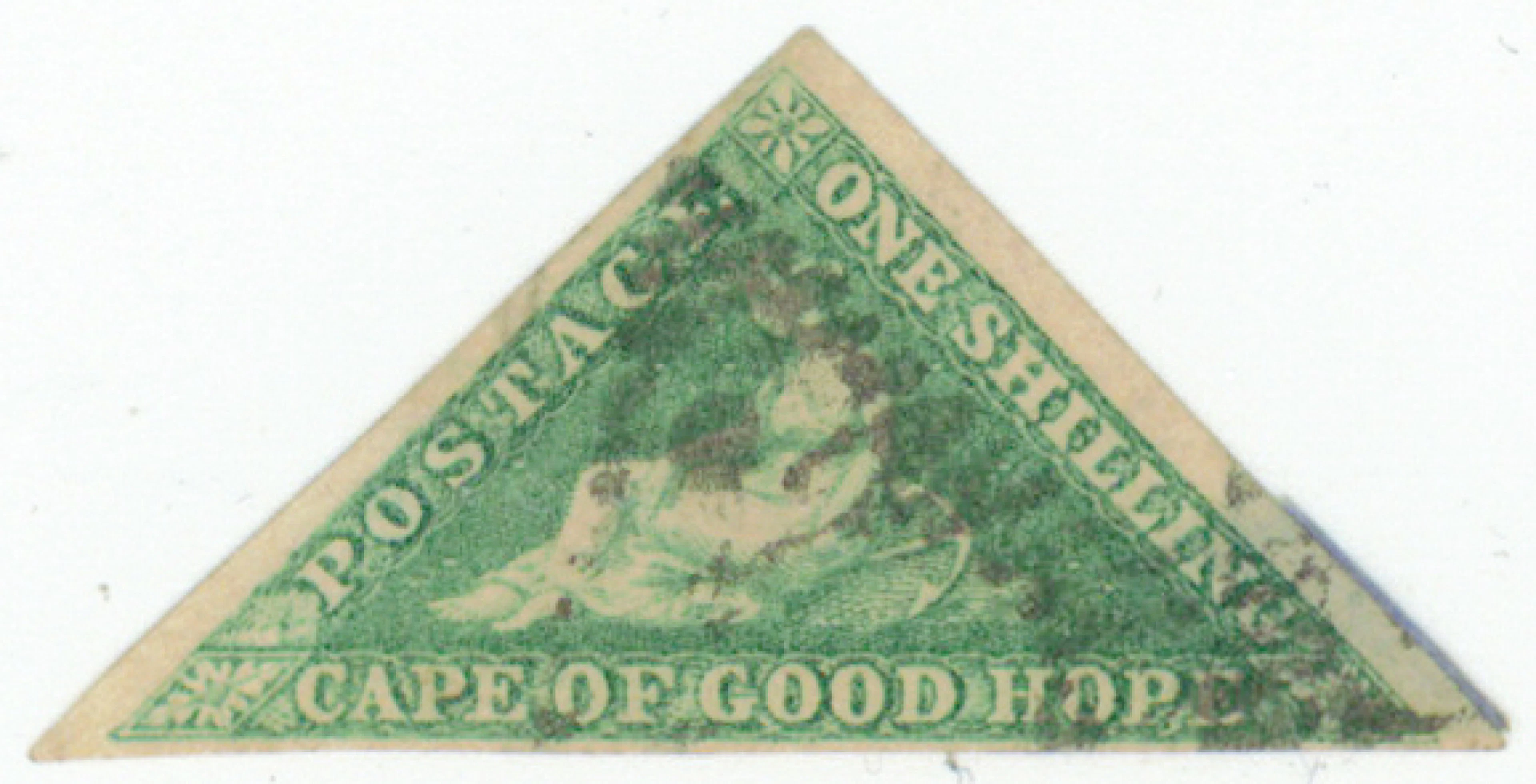Cape of Good Hope (COGH) 1863 De La Rue & Co 1 shilling emerald green