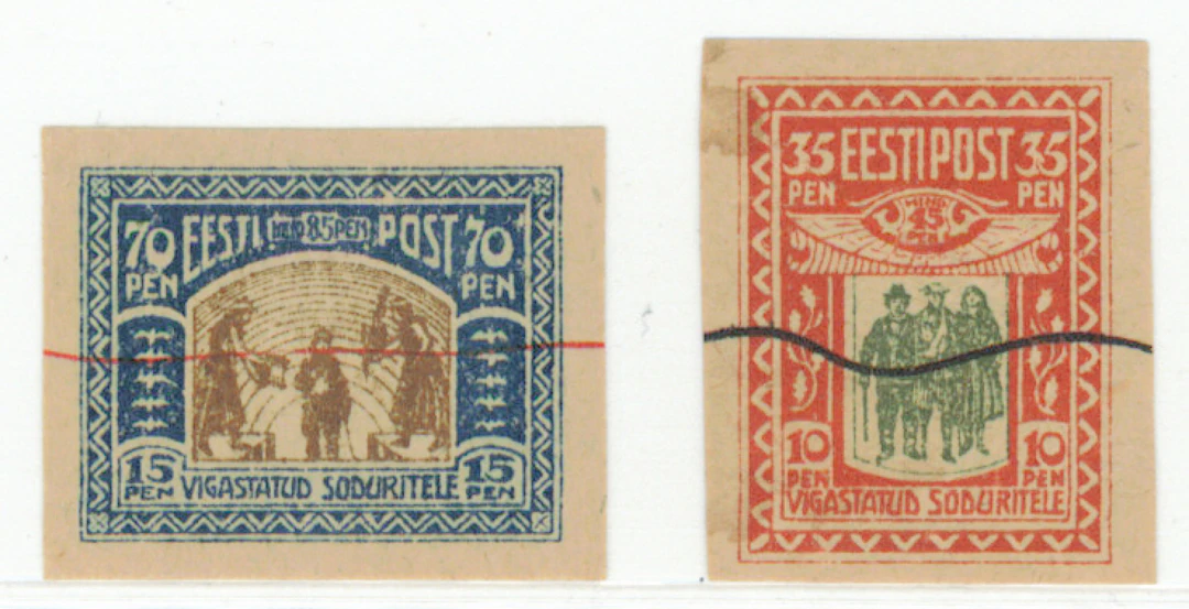 1920 War Invalids Mi 21-22, proofs, creases on both stamps, both signed:
