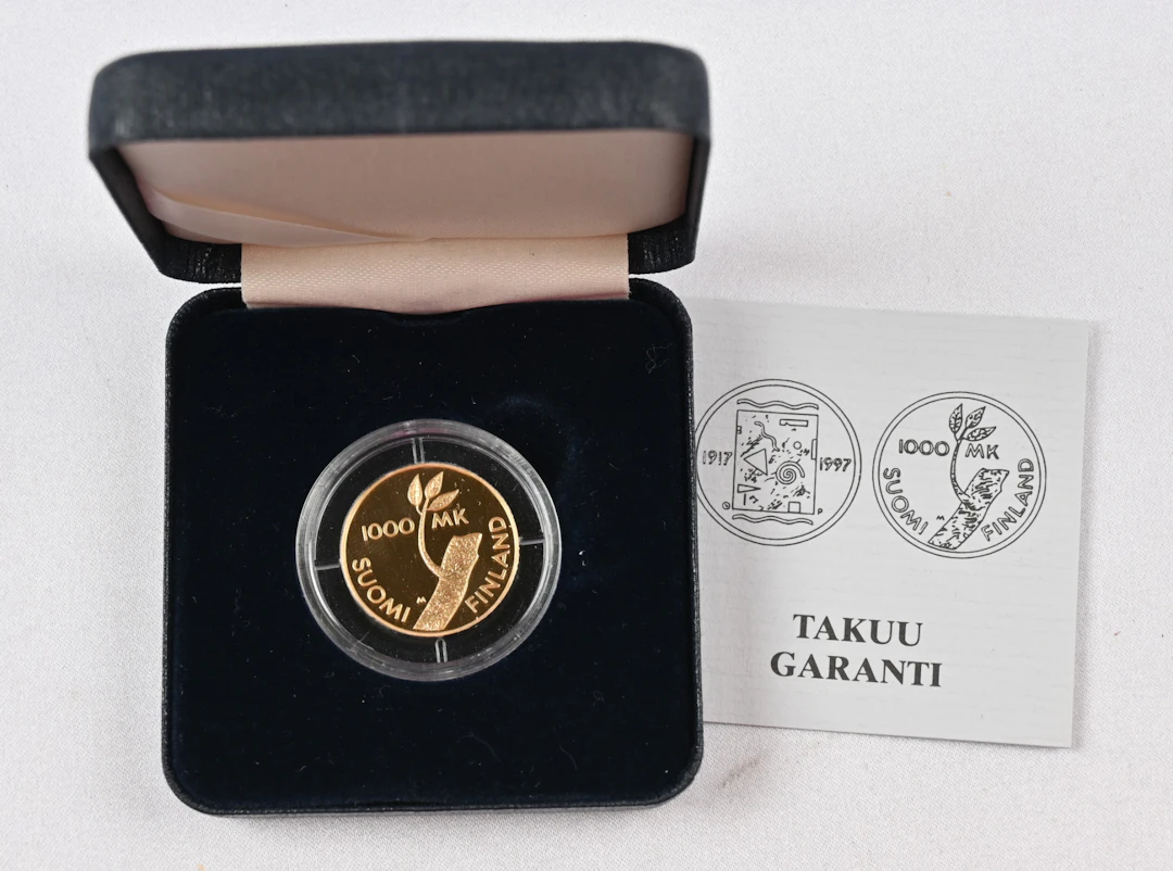 1997 1000 markka Finland 80 years, gold