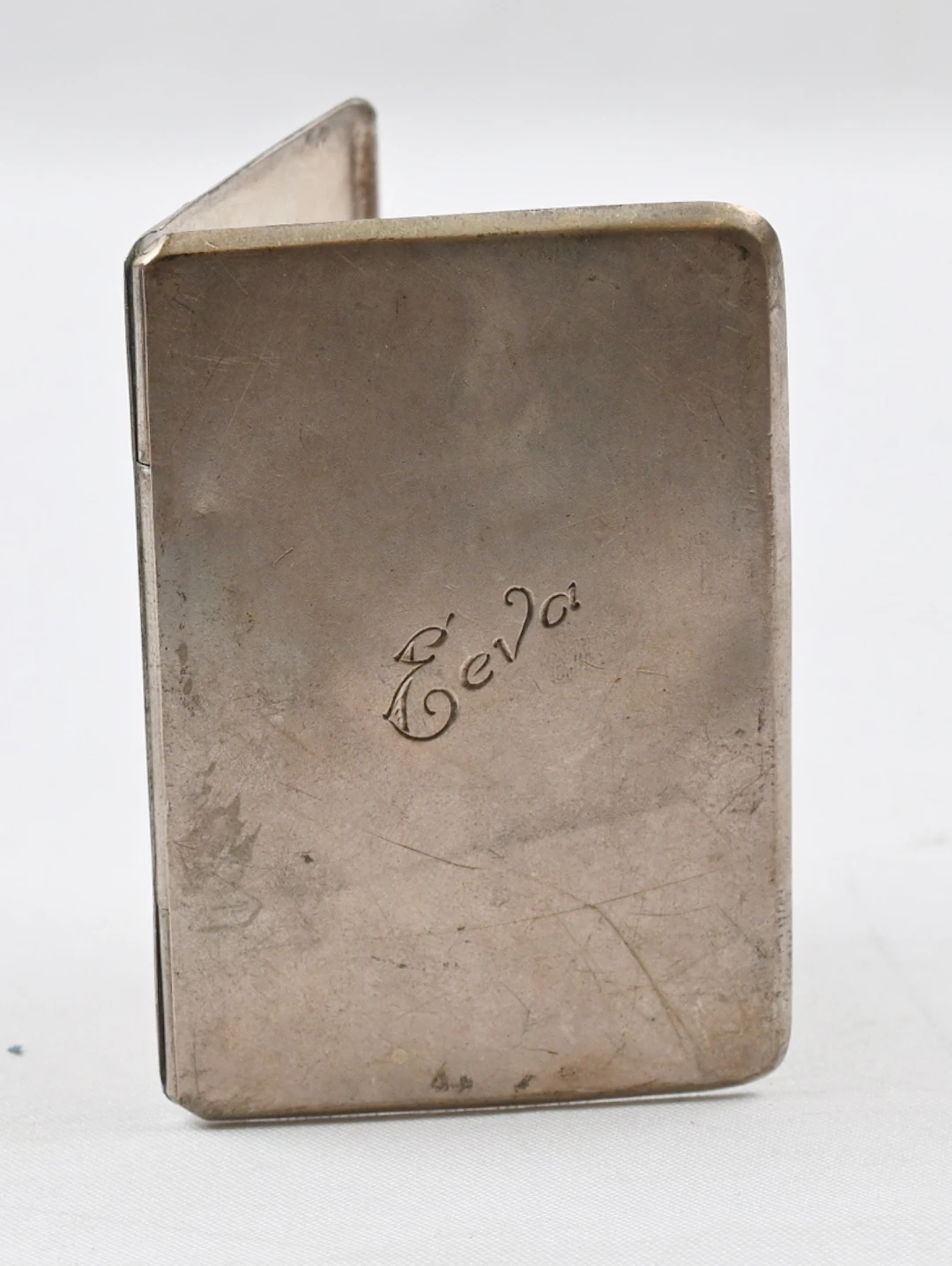 Silver (813) covers of a notebook, engraving 1942. Size approximately 4 x 6 cm.