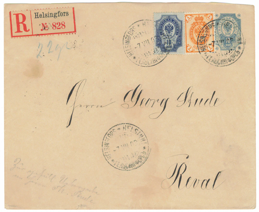 1891 10 kopek with Russian 1 kopek and 10 kopek additional stamps