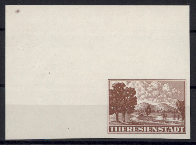 1943 Theresienstadt, brown imperforate stamp from the Red Cross four