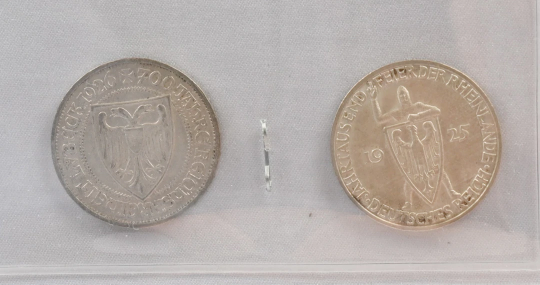 Germany, Weimar Republic, two fine 3 Reichsmark silver coins: 1925
