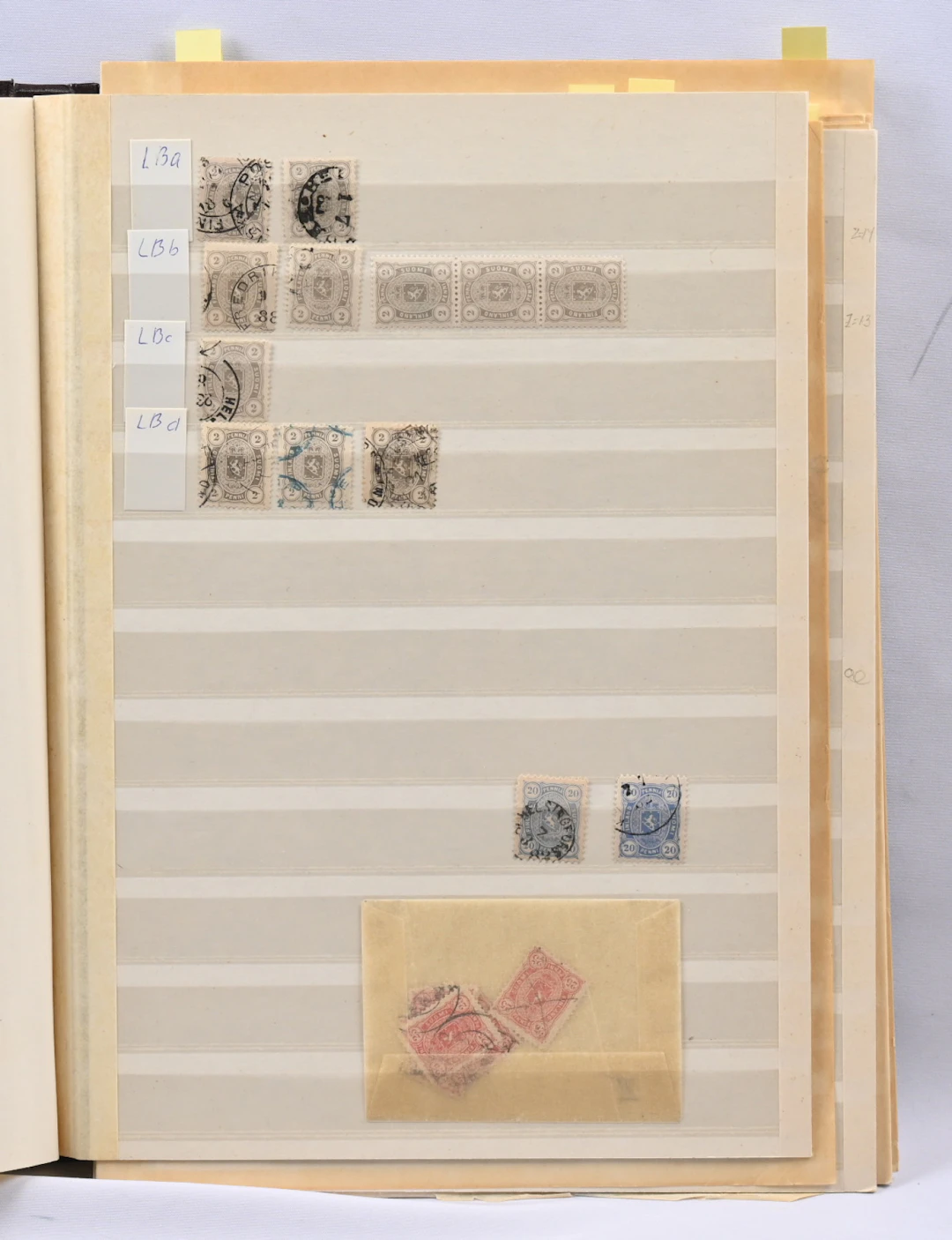 1875 - 1889 stock / research selection on pages in album, including