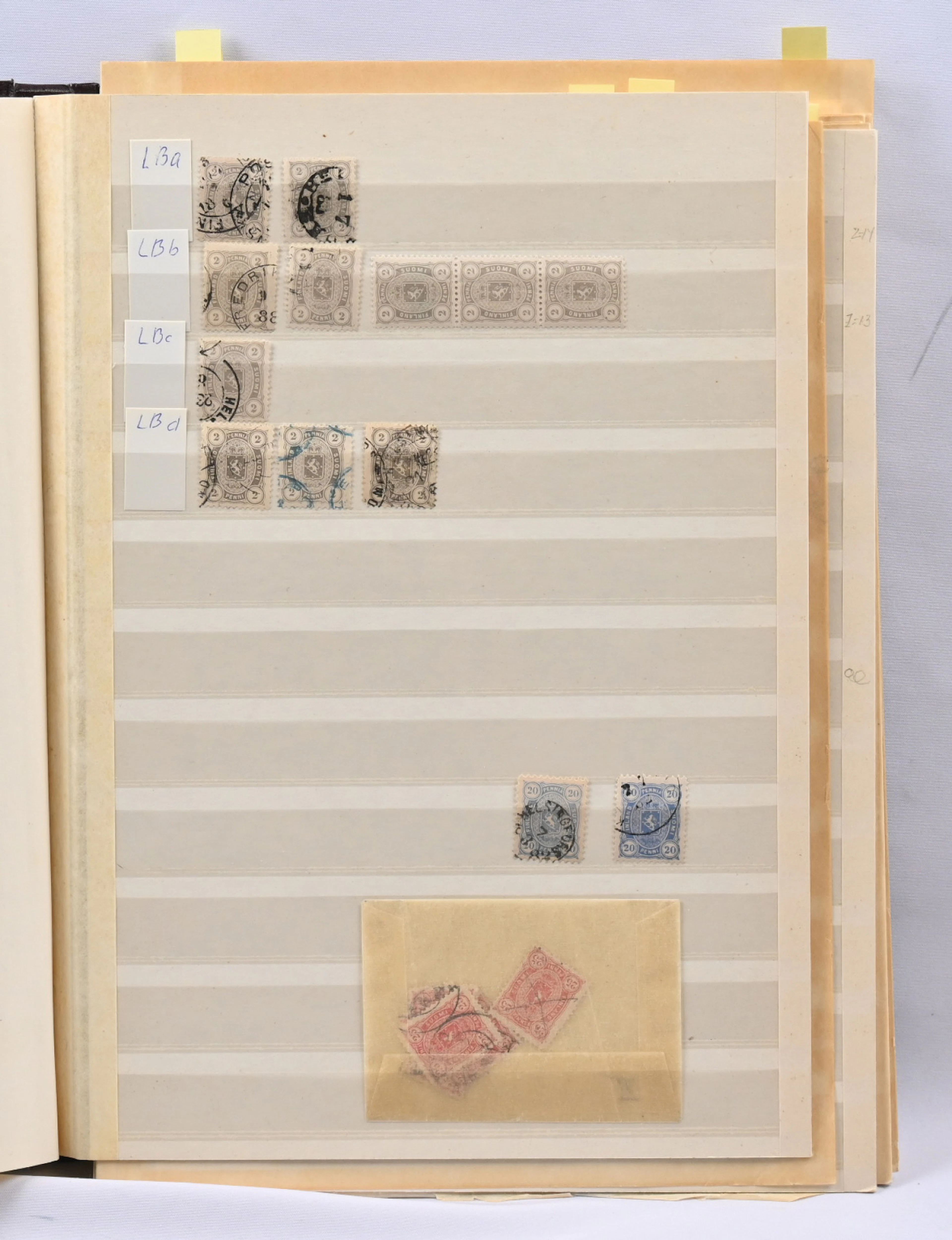 1875 - 1889 stock / research selection on pages in album, including