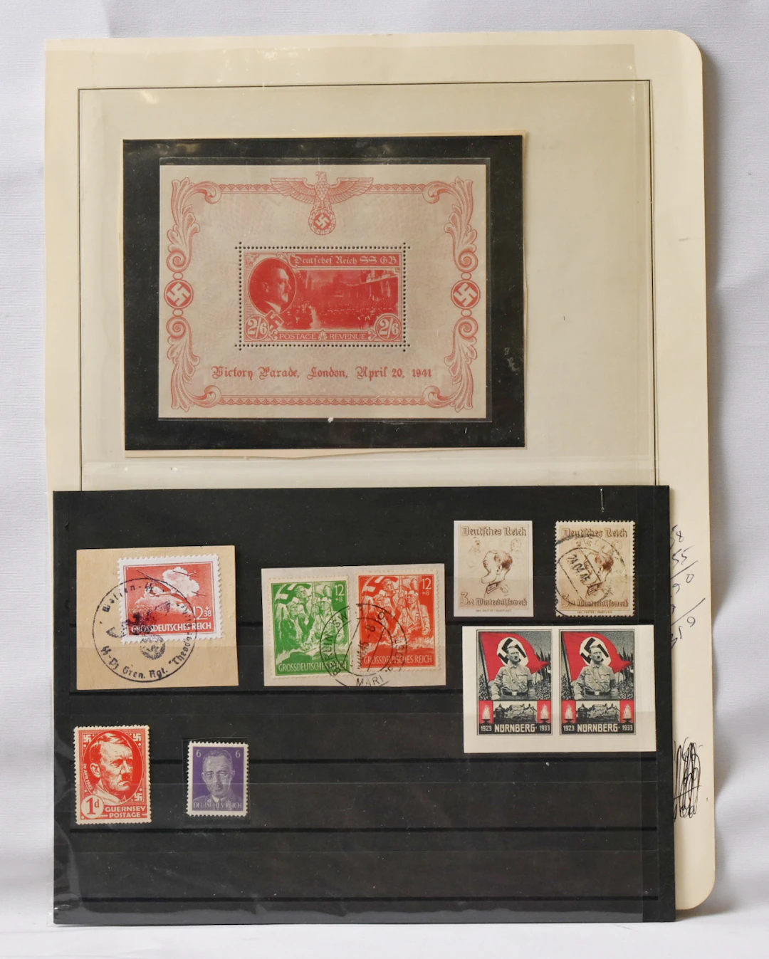 Selection of propaganda stamps/labels, in total nine stamps and one