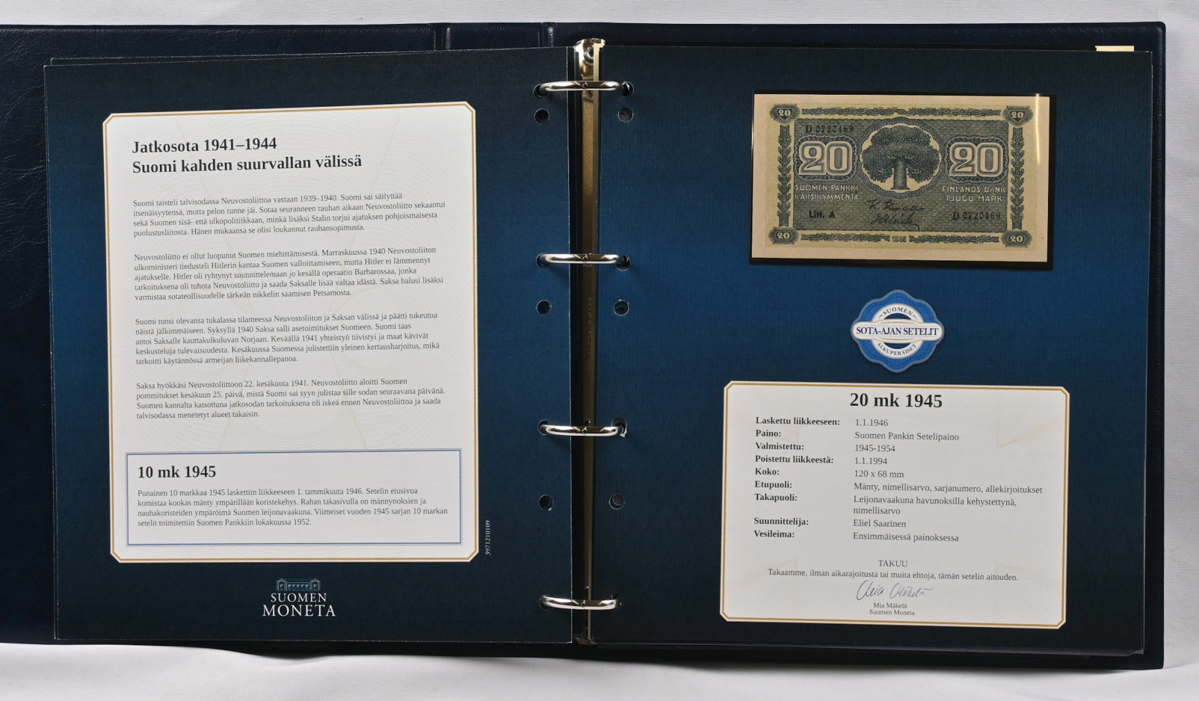 Moneta's banknote collection in an album on fine pages. 24 banknotes
