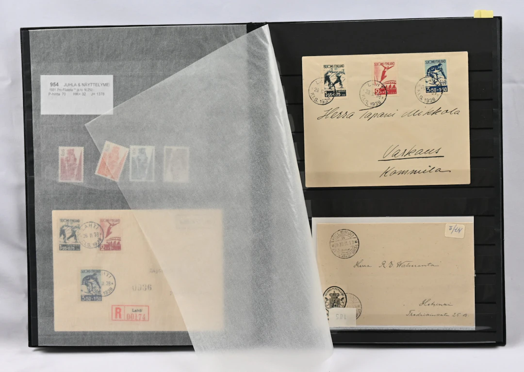 In two albums old stock of material eg. Zeppelin and 1963 field post stamp.