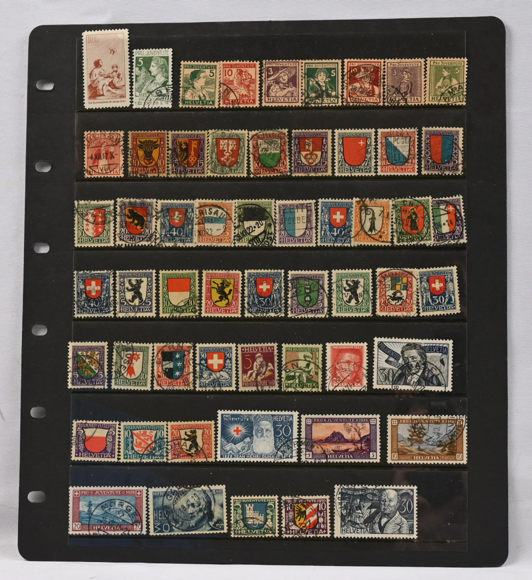 1913 - 1959 collection of Pro Juventute stamps on three stockpages.