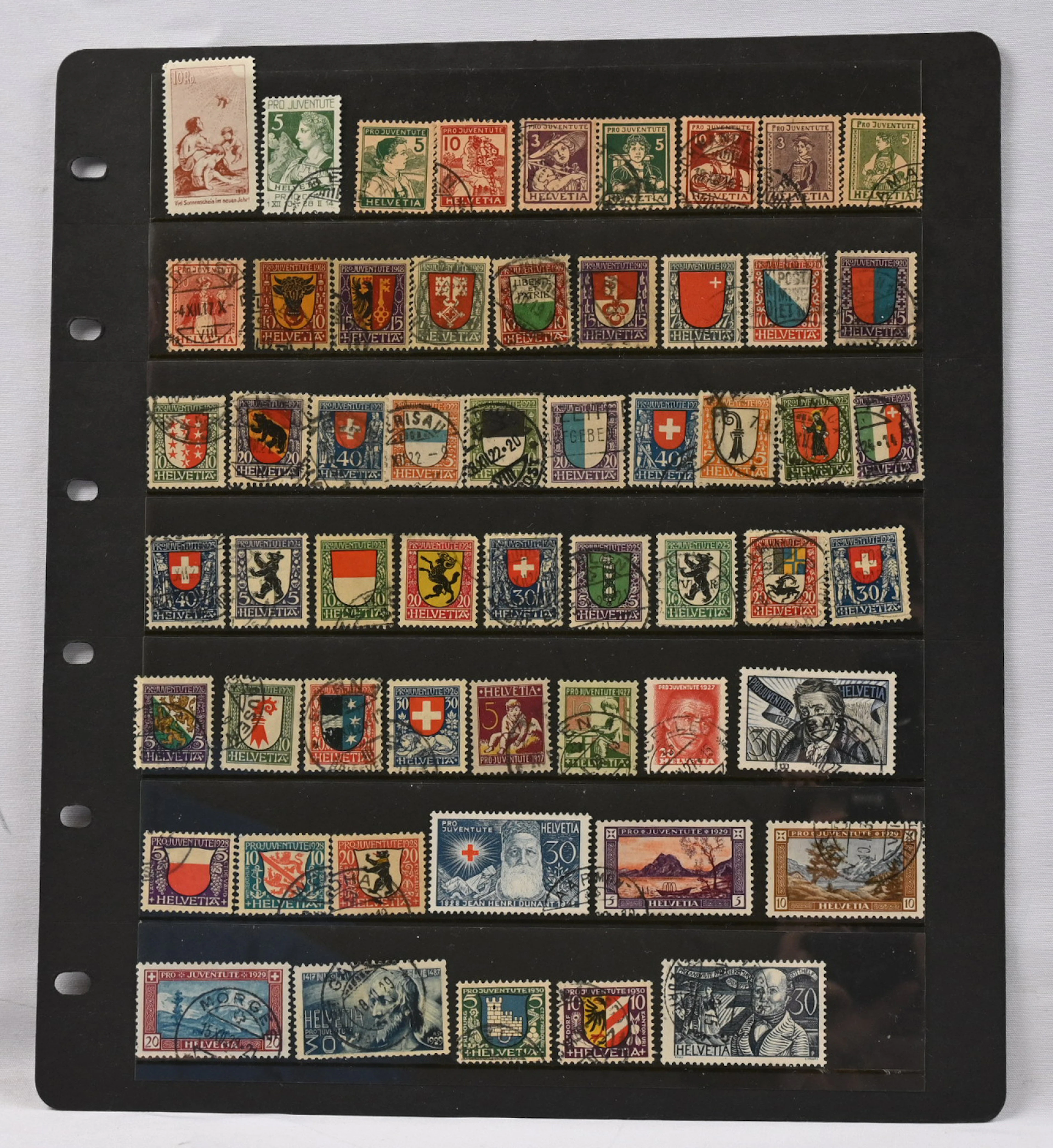 1913 - 1959 collection of Pro Juventute stamps on three stockpages.
