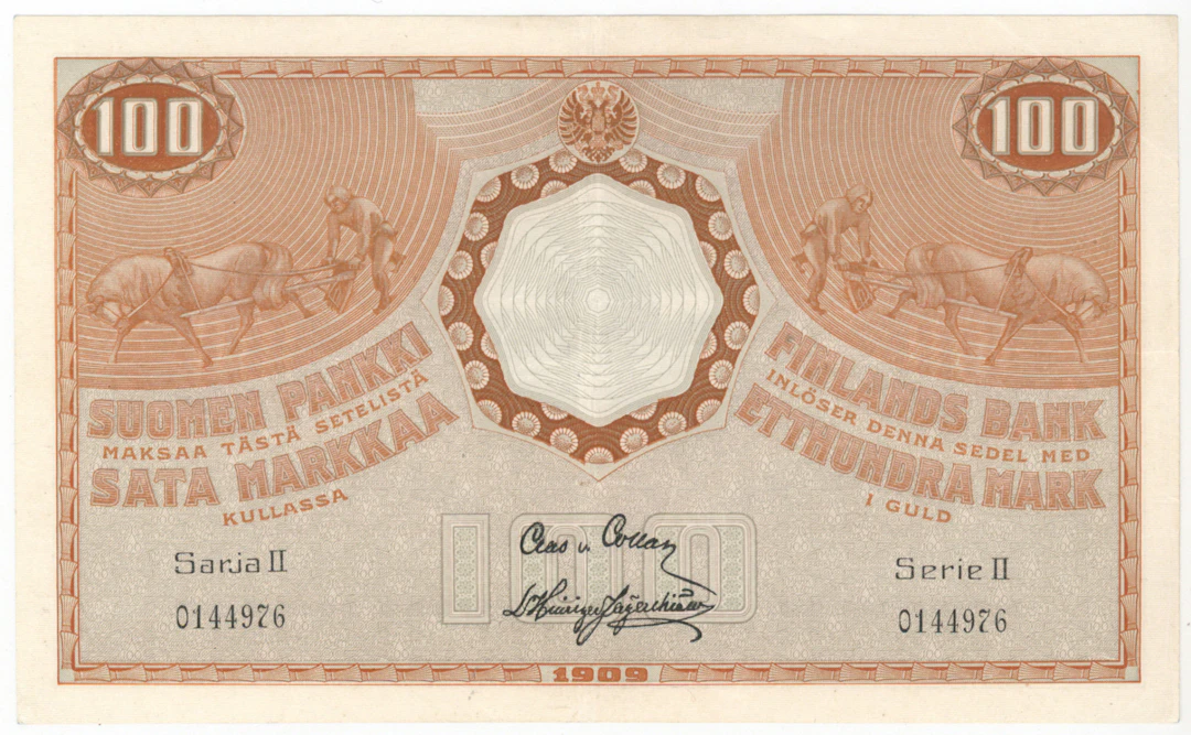 1909 100 markka Series II, condition 1.