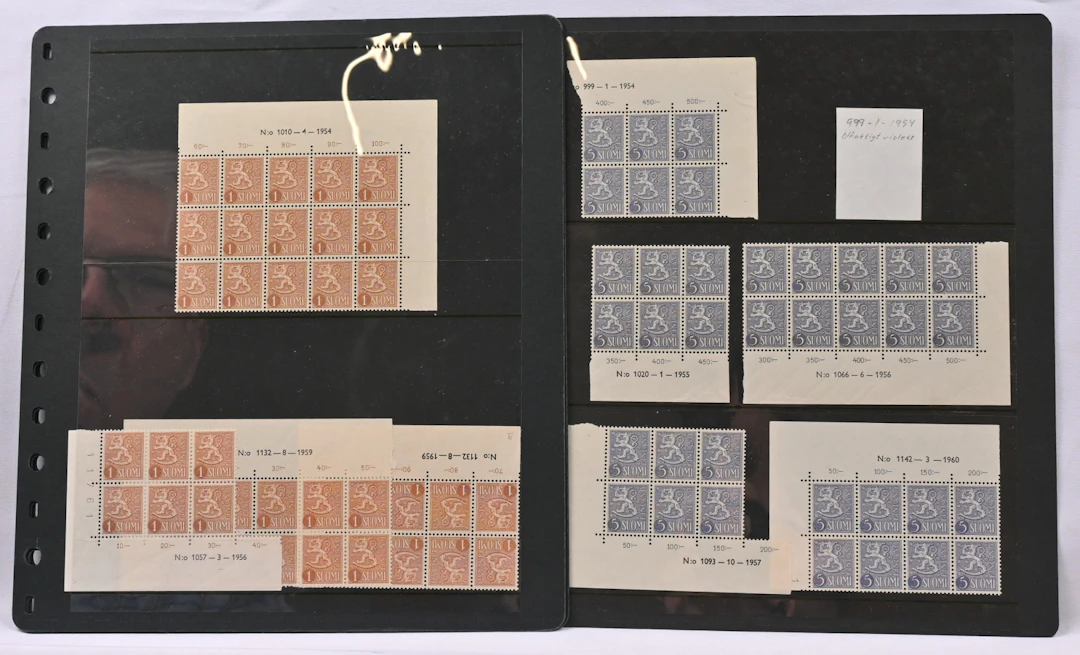 1 markka - 30 markka plate blocks of six of the lion stamps in MNH