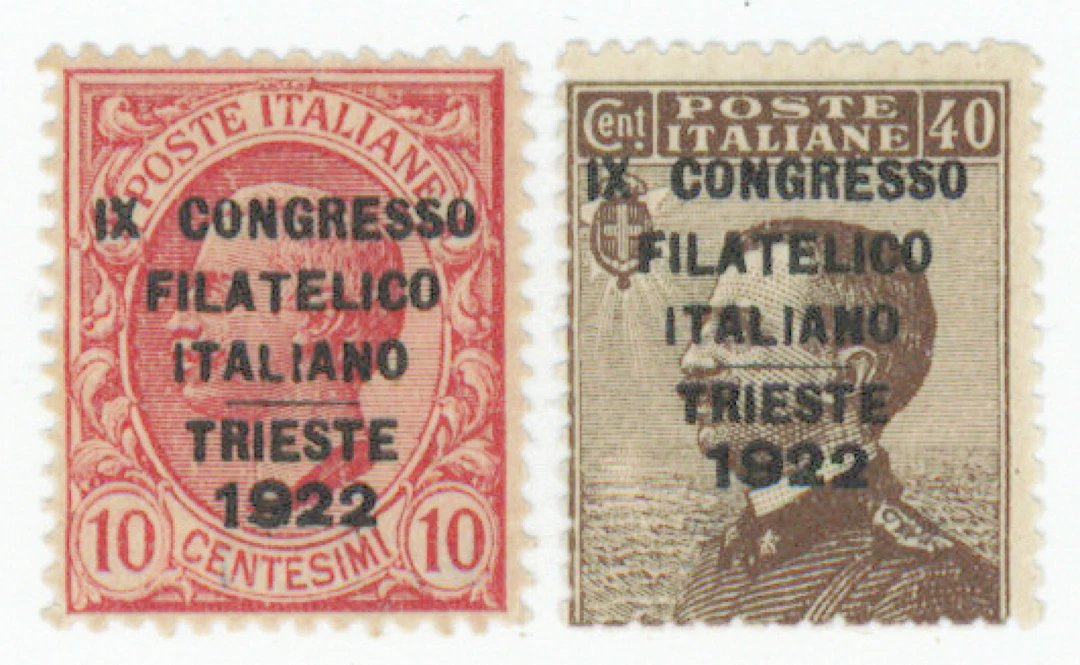 1922 Philatelic Congress 10 C red and 40 C brown Mi 153 and 156, very