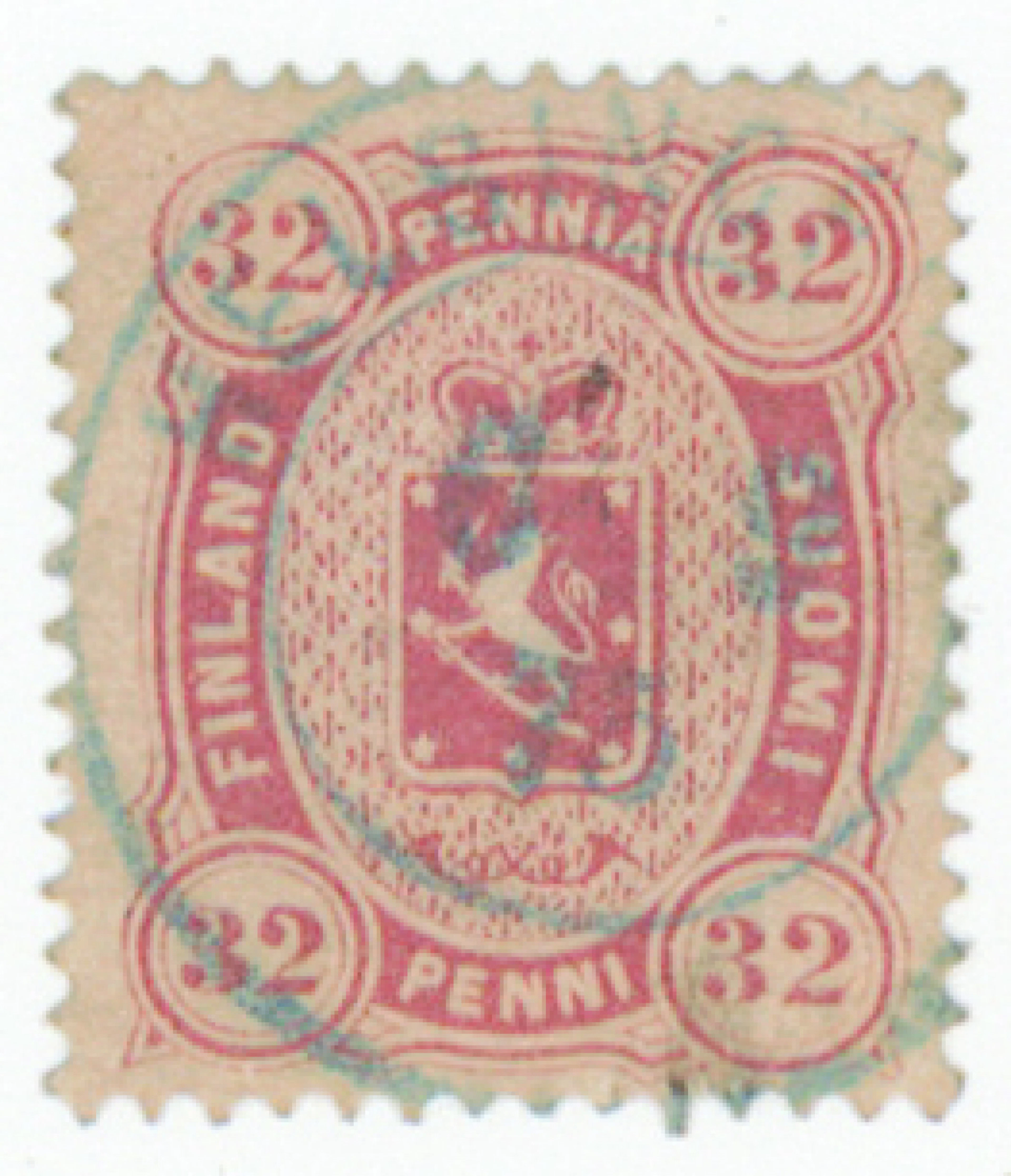 Copenhagen printing, nearly superb Helsingfors-1875. Plate error ”upper