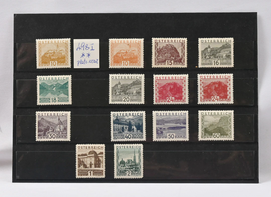 1929/1930 Landscapes Mi 498-511, very fine mint ** set, Mi 498 with