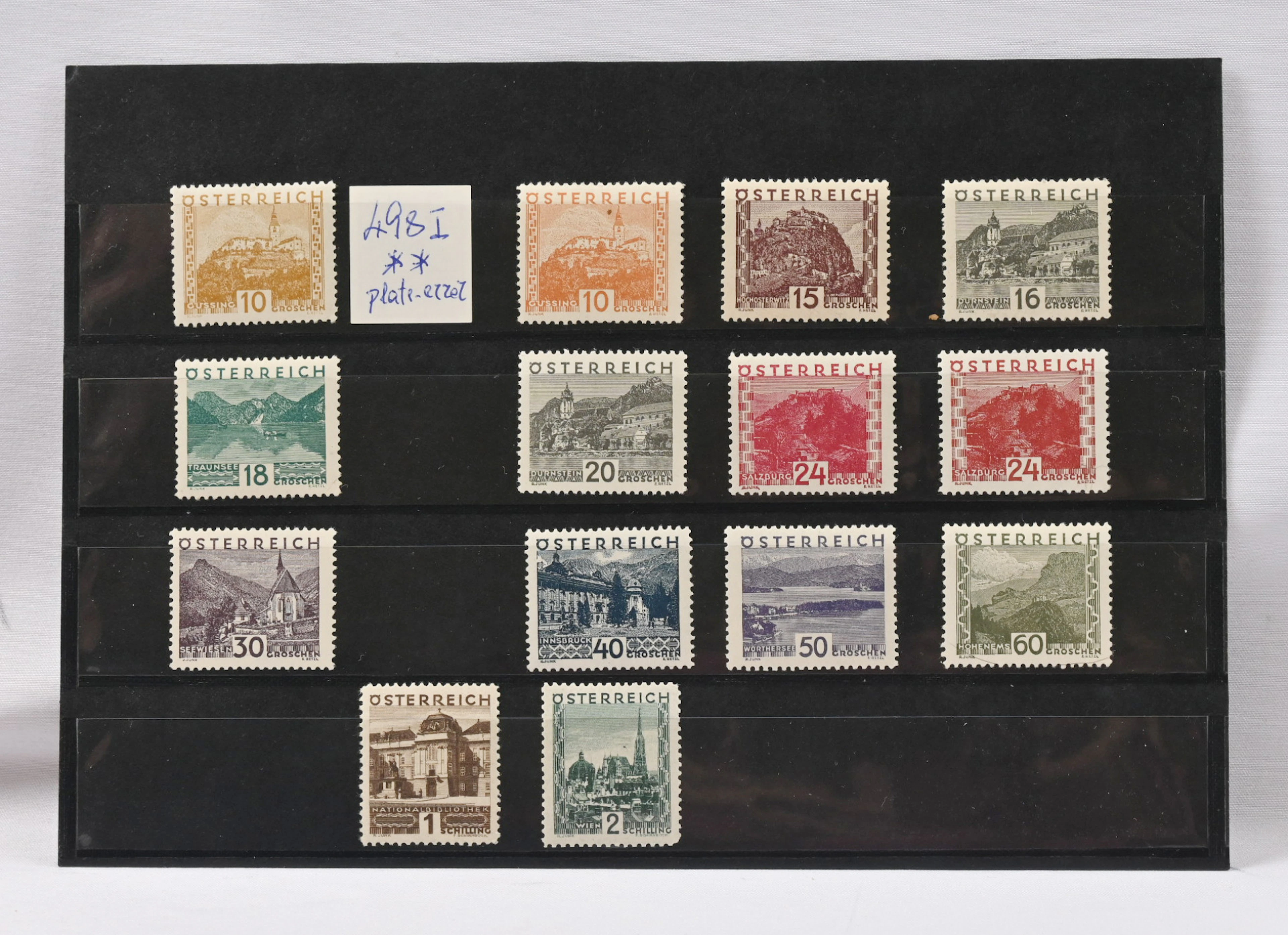 1929/1930 Landscapes Mi 498-511, very fine mint ** set, Mi 498 with