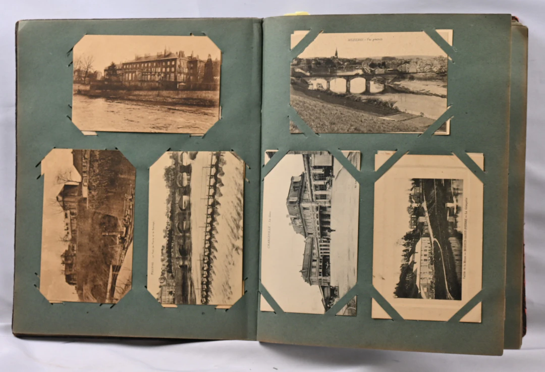 Old album with selection of old cards, over 300 pieces. Eg. from Germany