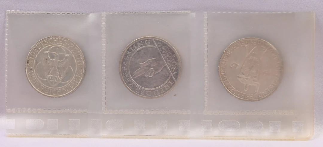 Germany, Weimar Republic, three fine 5 Reichsmark silver coins: 1925