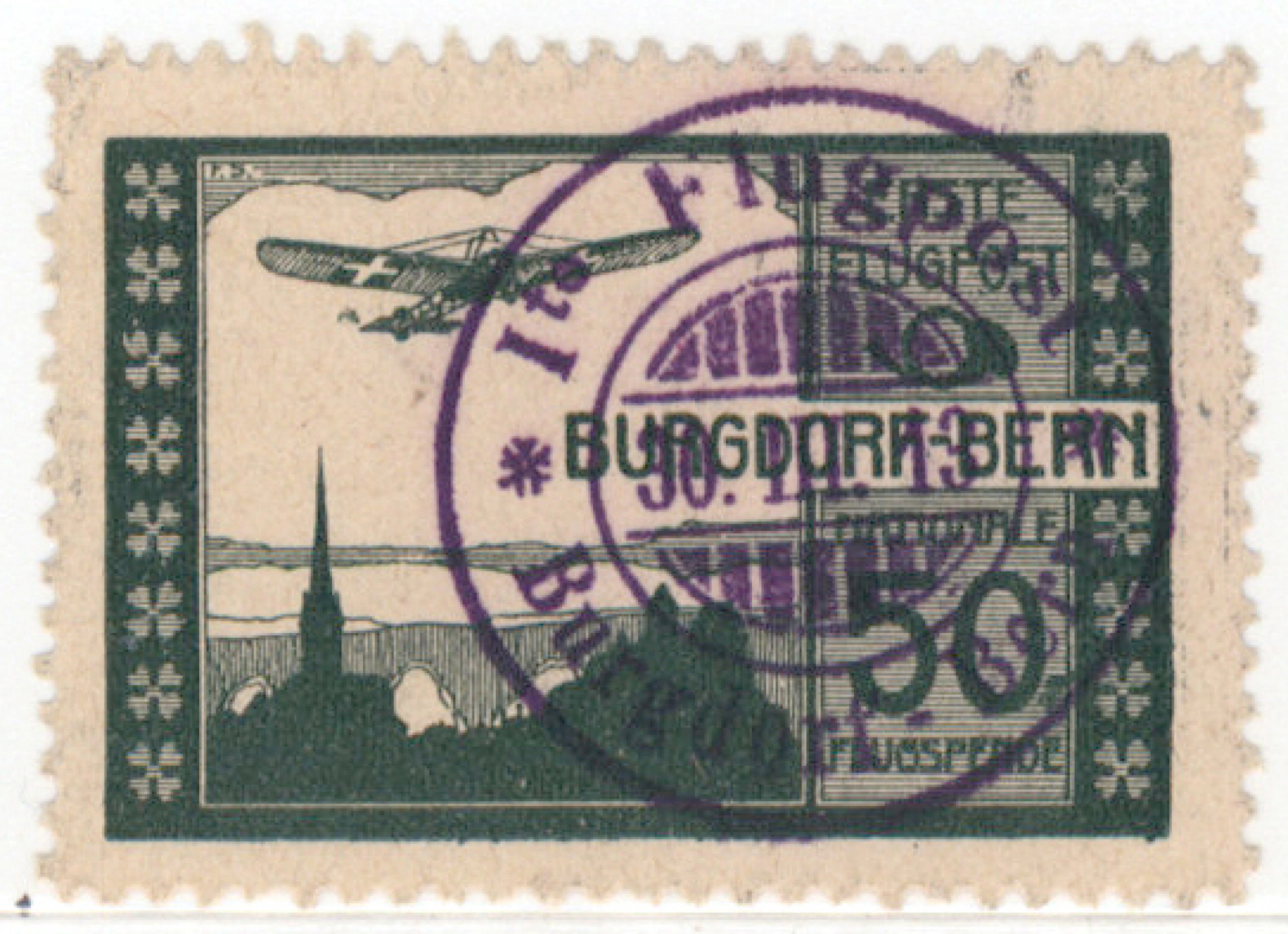 1913 Forerunners of airmail stamps 50 c Burgdorf Mi IV, fine used
