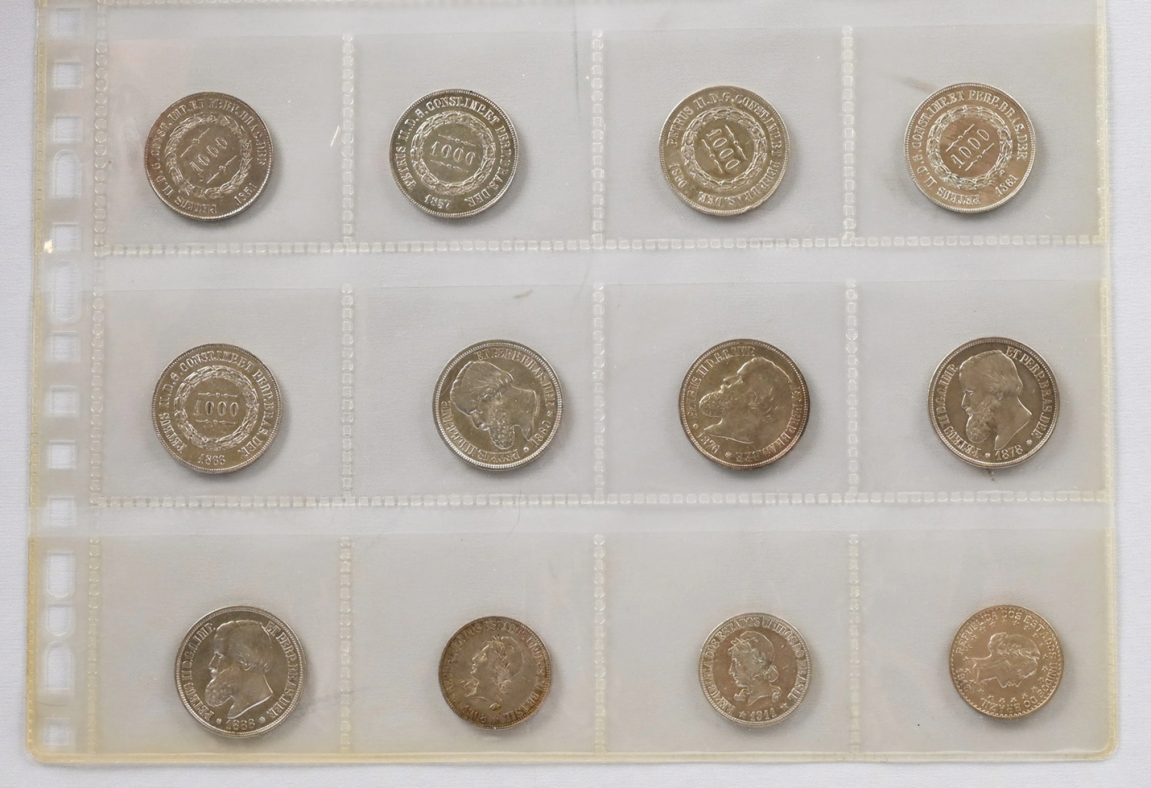 Brazil 1851 - 1913 1000 Reis silver 12 different. Mainly in really