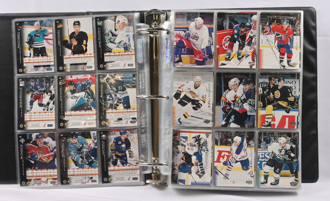 1995-96 Upper Deck Silver Electric Ice 1-570 in an Ultra Pro album.