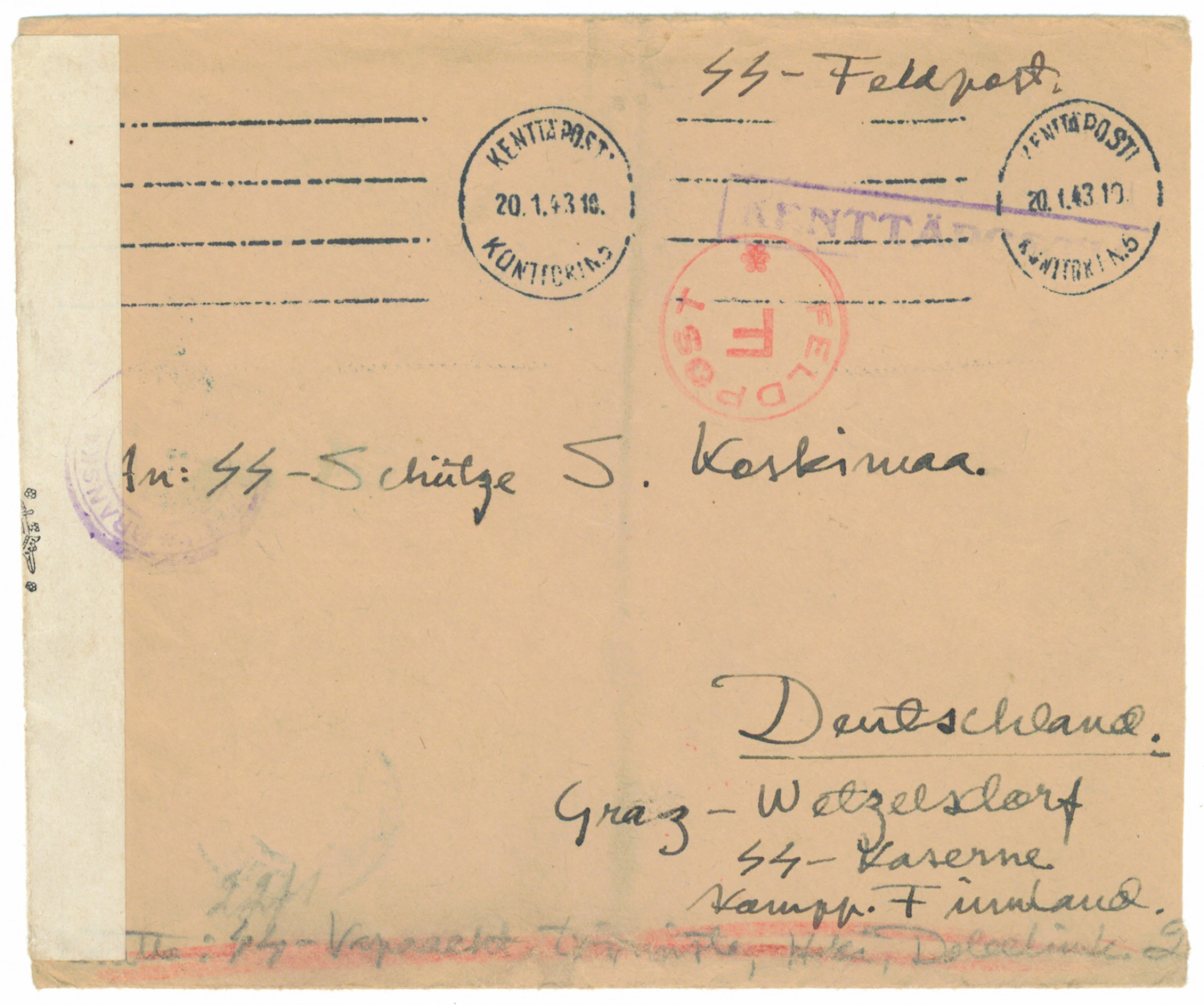SS volunteer mail: letter from Finland to a replacement man in the