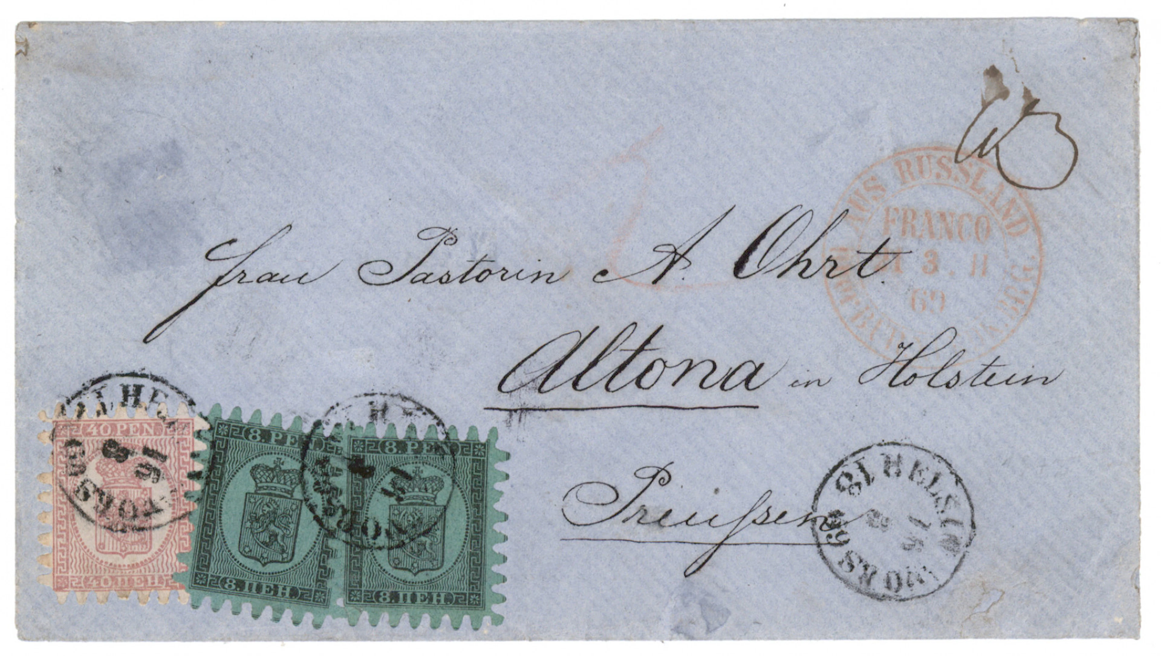 8 penni roulette III two stamps and 40 penni roulette C on a beautiful